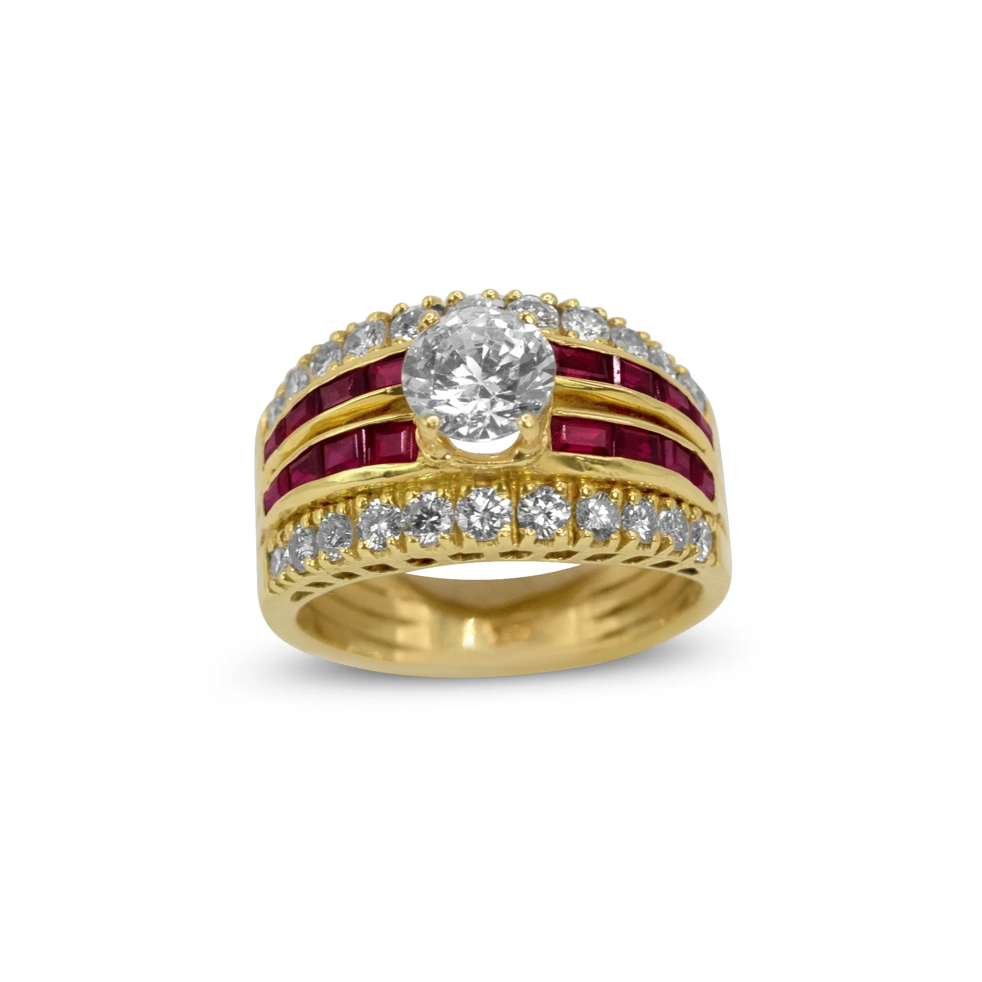 18k Yellow Ruby and Diamond Vintage Style Mounting