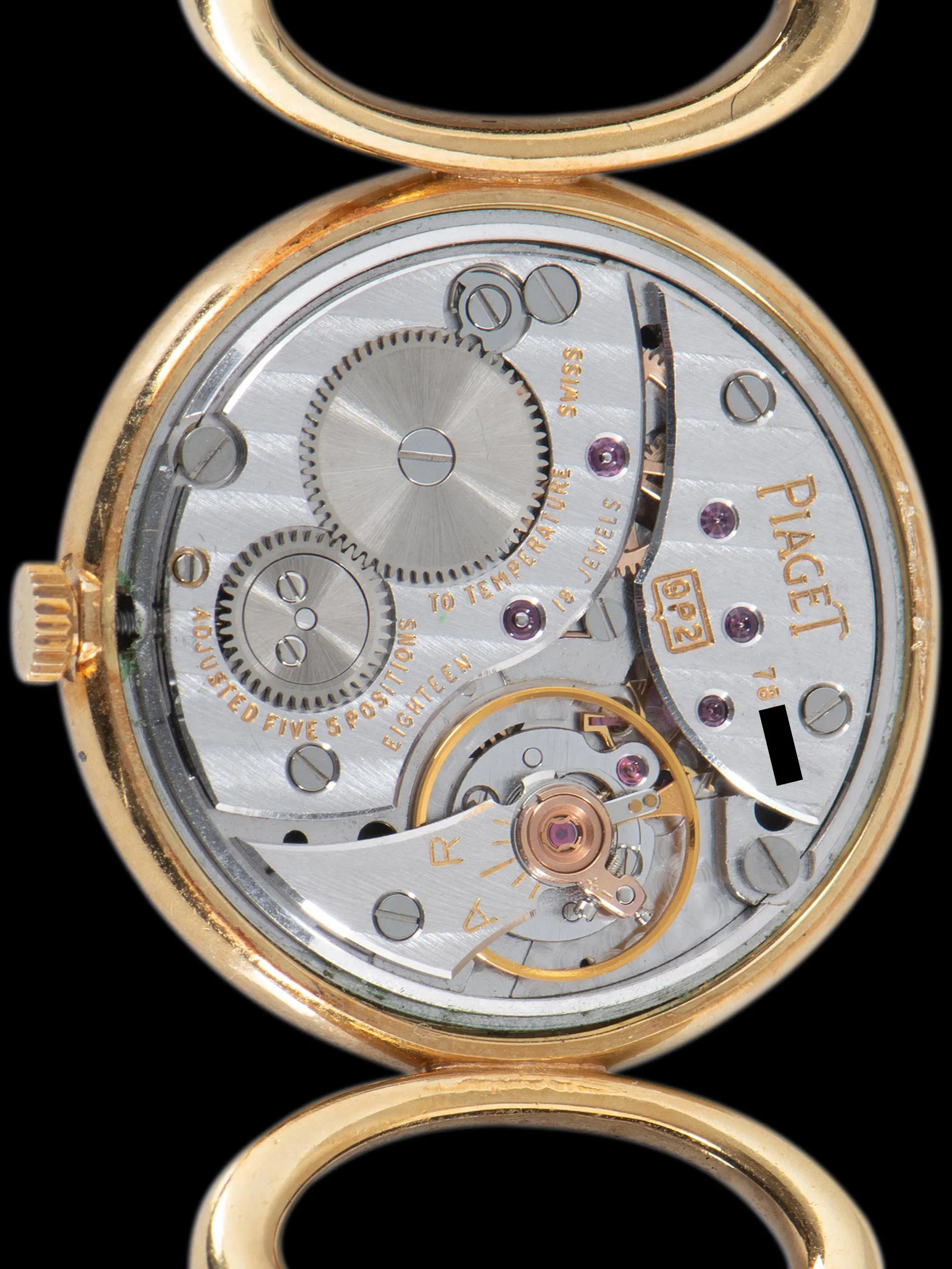 1970s Piaget Cocktail Watch 18K YG (Ref. 9005 DB) Fire Opal & Pave Diamond Dial W/ Box