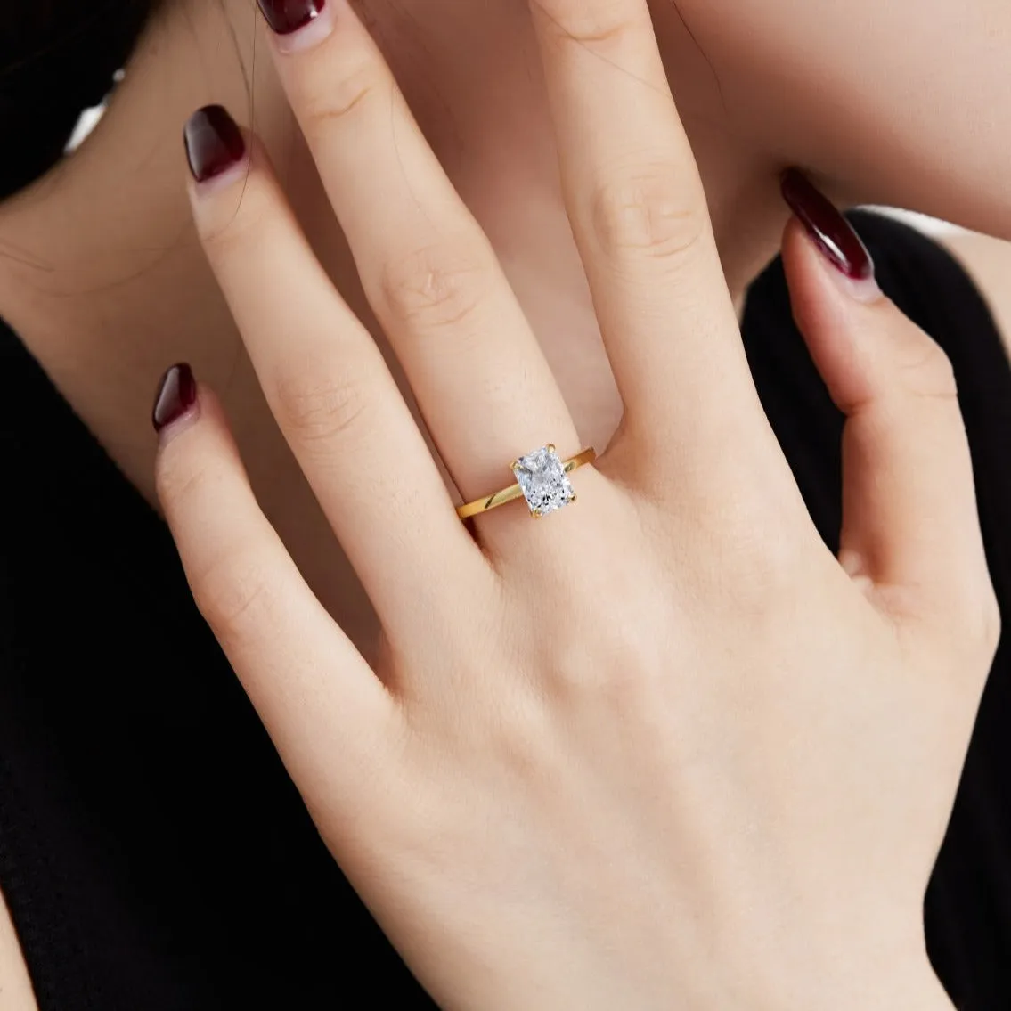 2 Carat Radiant Cut Solitaire Engagement Ring - Gold