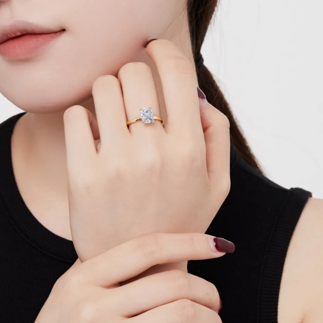 2 Carat Radiant Cut Solitaire Engagement Ring - Gold