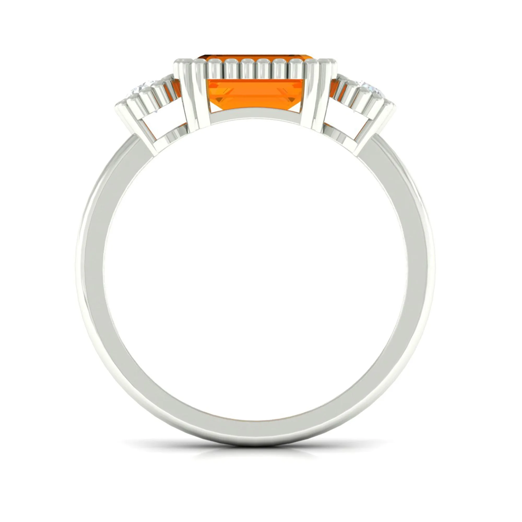2 CT East West Fire Opal Engagement Ring with Diamond