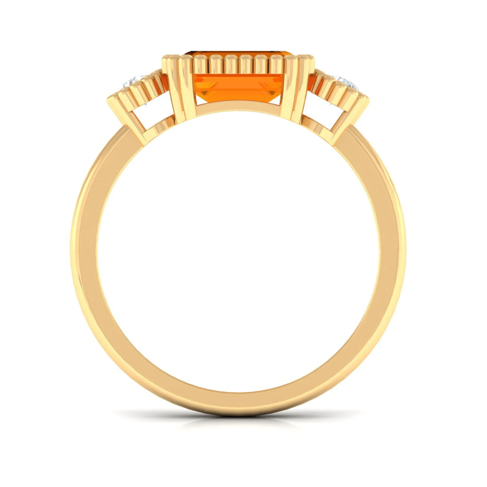 2 CT East West Fire Opal Engagement Ring with Diamond