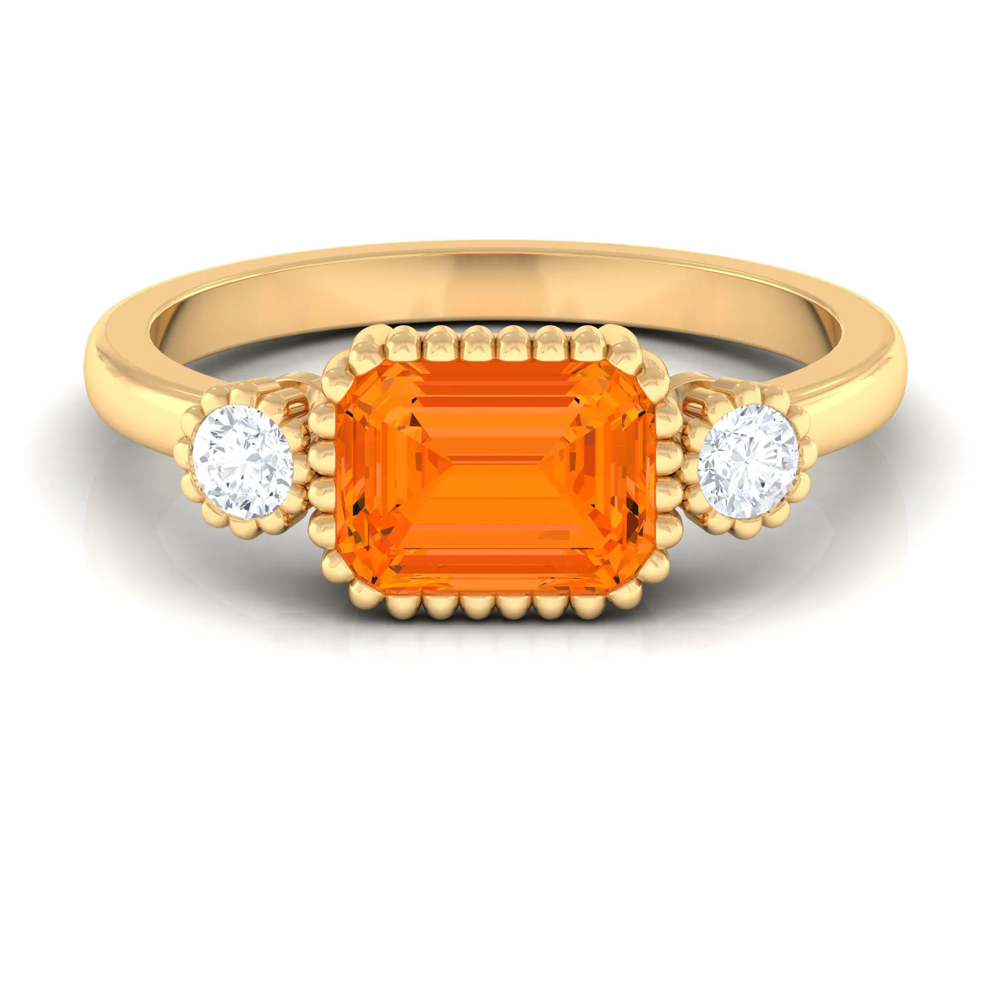 2 CT East West Fire Opal Engagement Ring with Diamond