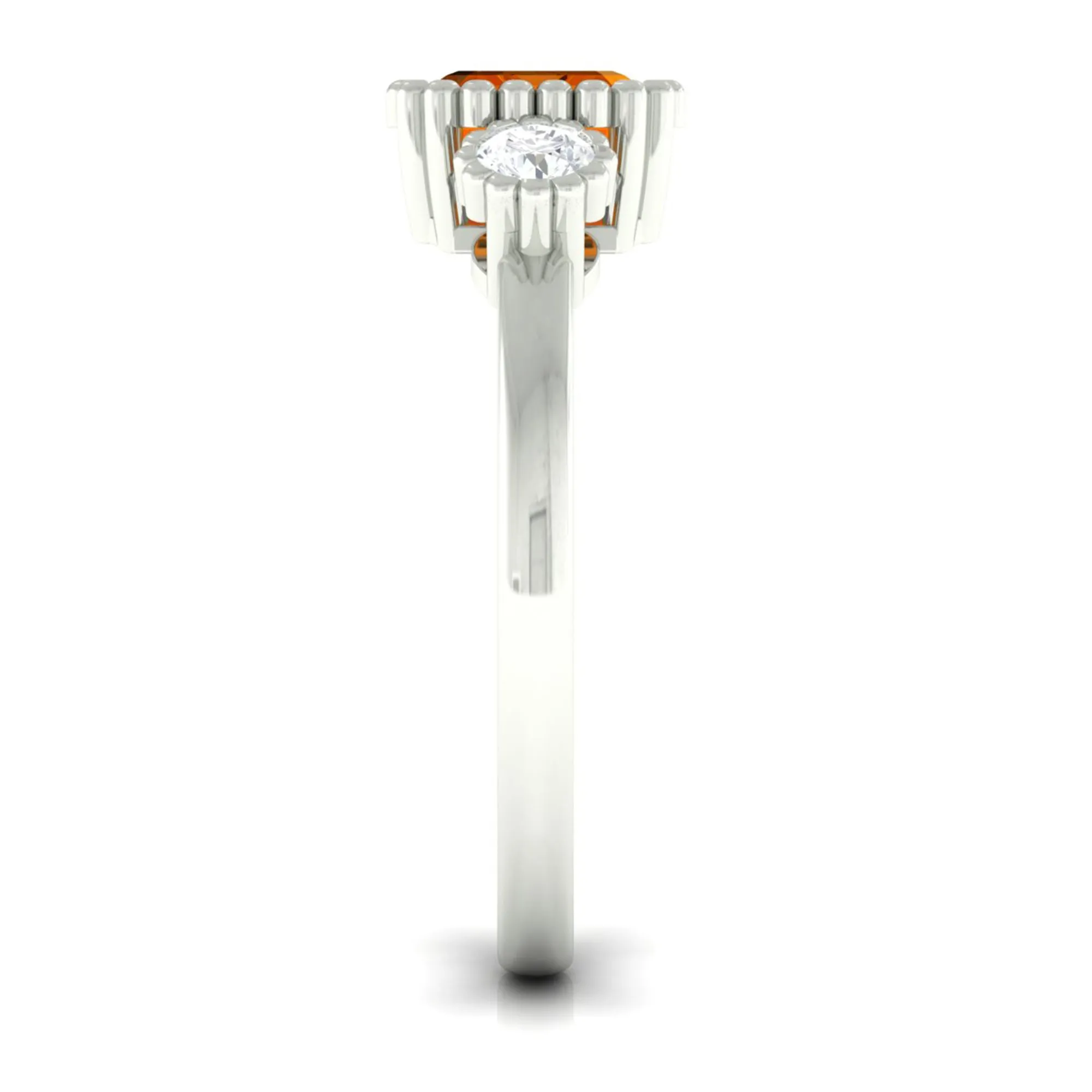 2 CT East West Fire Opal Engagement Ring with Diamond
