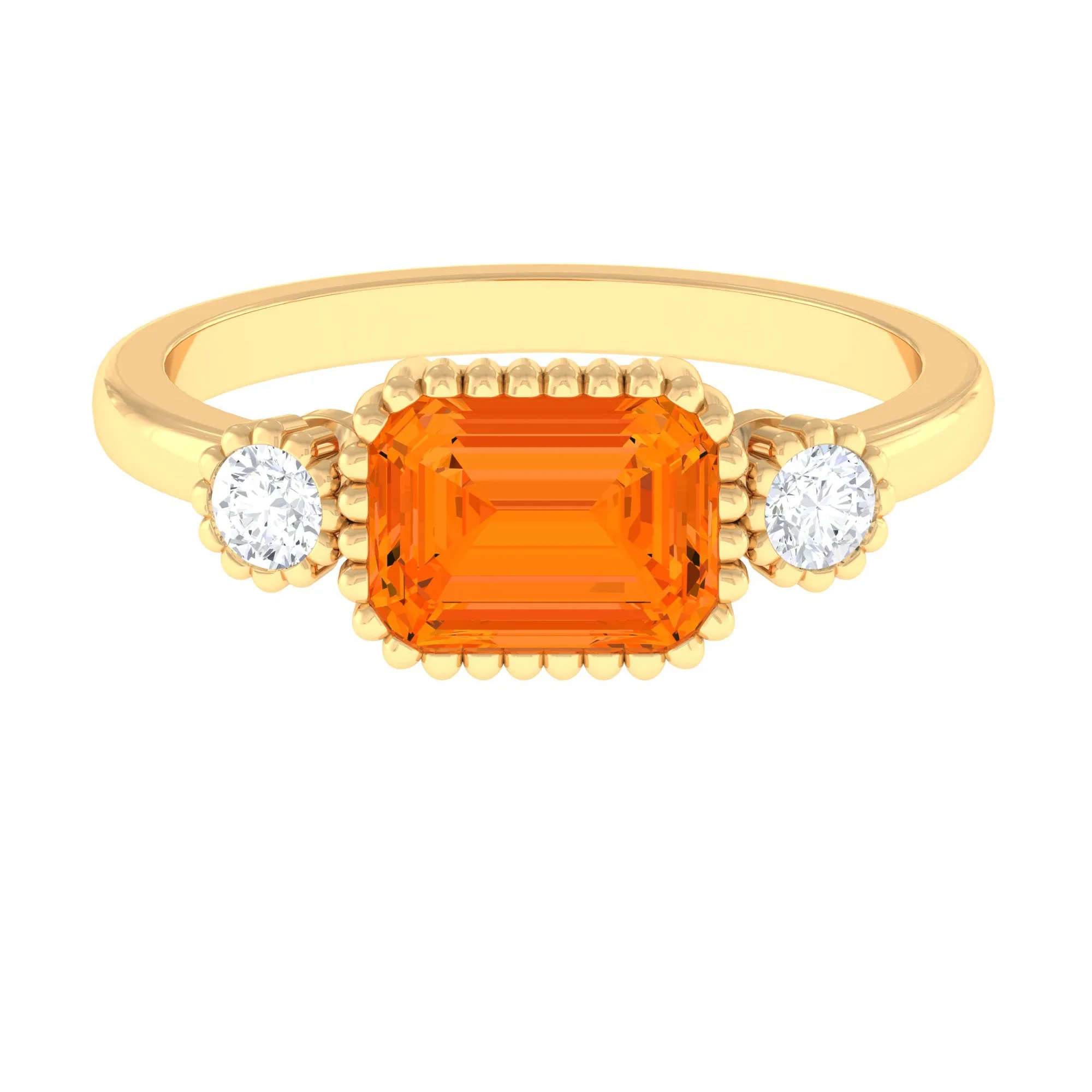 2 CT East West Fire Opal Engagement Ring with Diamond