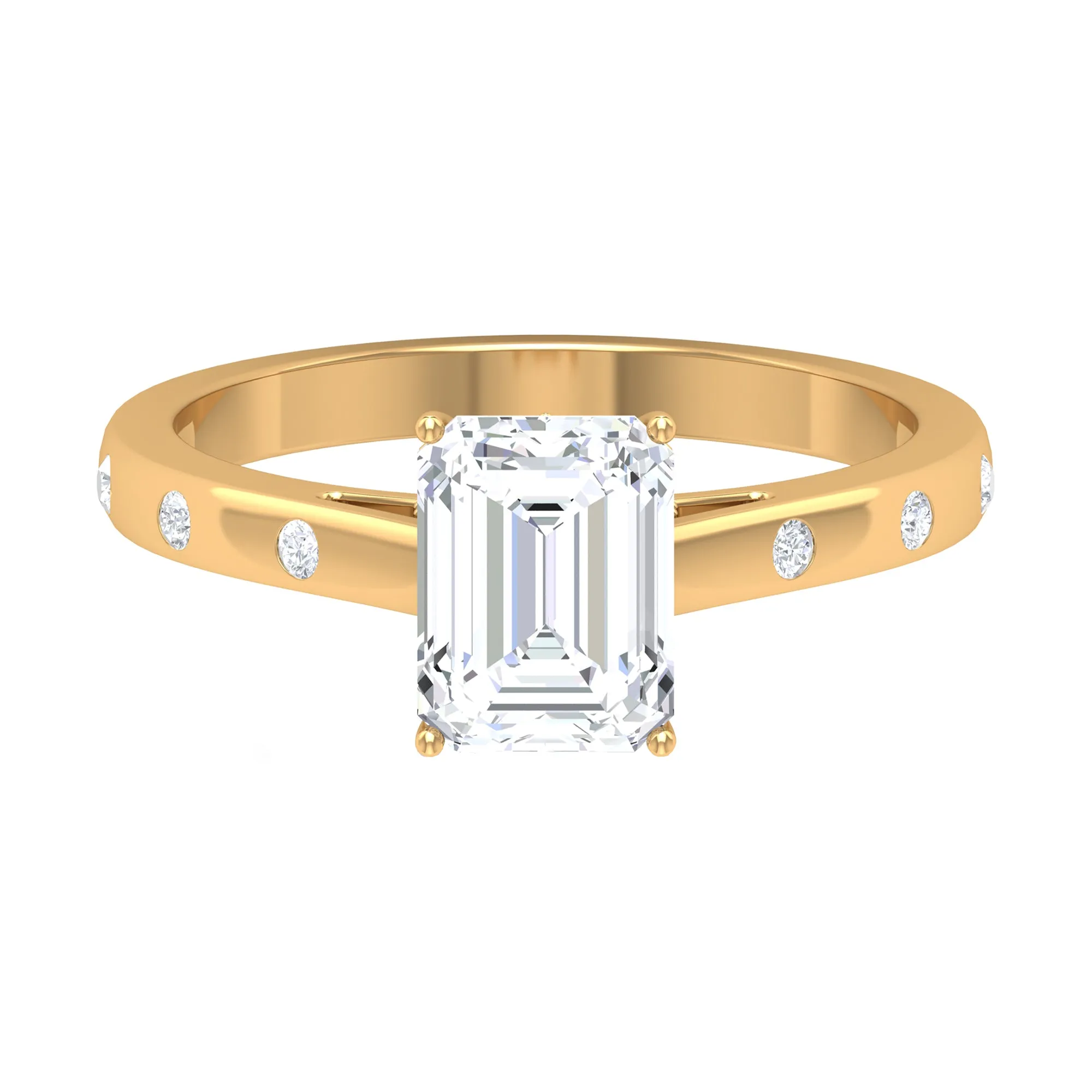 2 CT Moissanite Solitaire Engagement Ring with Hidden Halo
