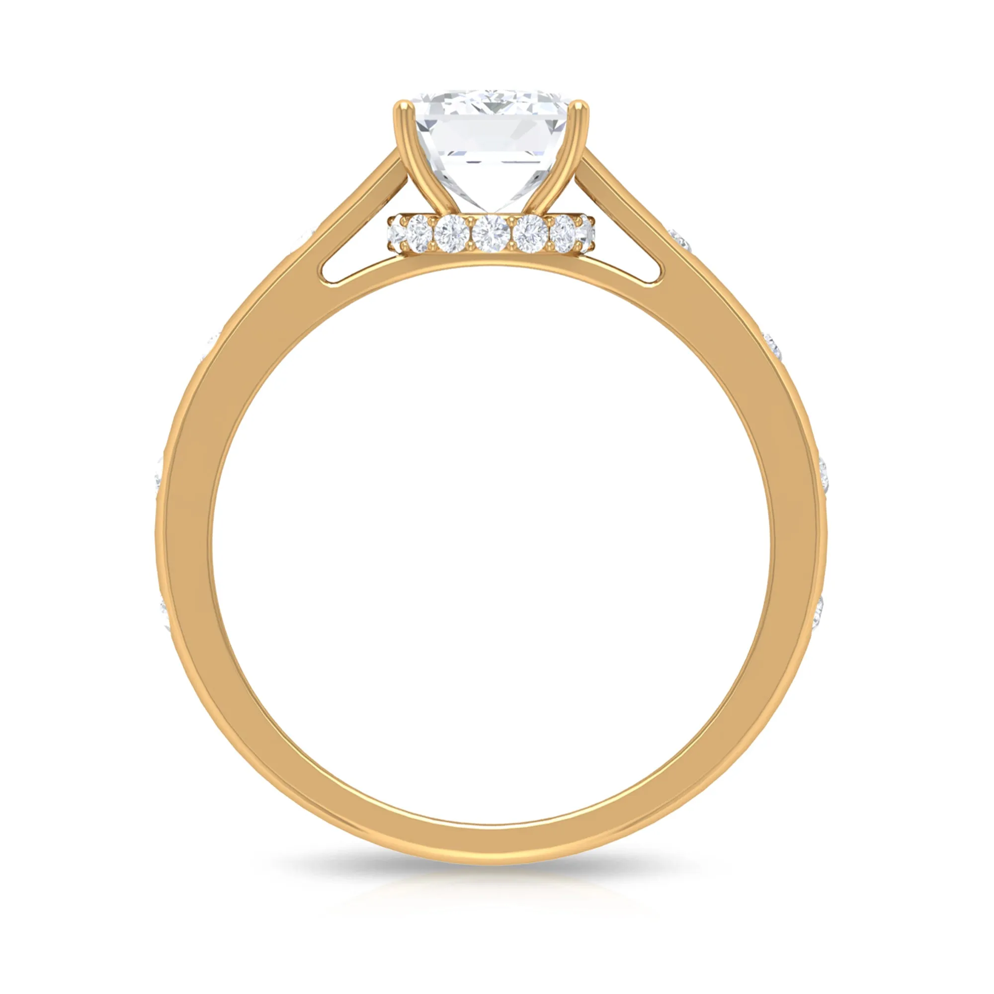 2 CT Moissanite Solitaire Engagement Ring with Hidden Halo