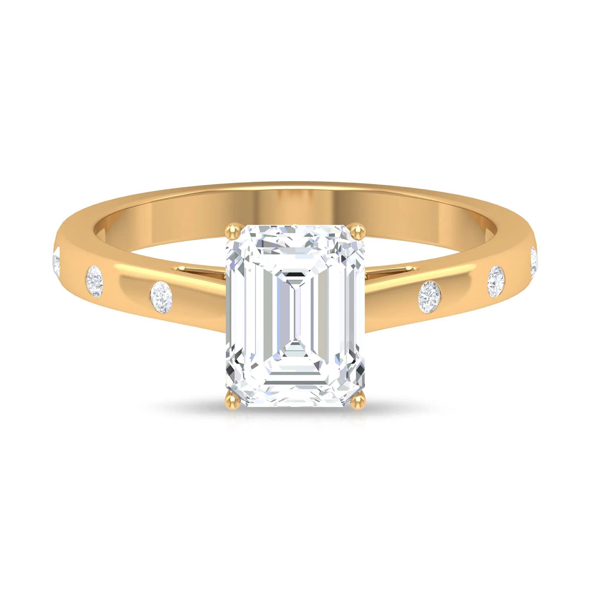 2 CT Moissanite Solitaire Engagement Ring with Hidden Halo