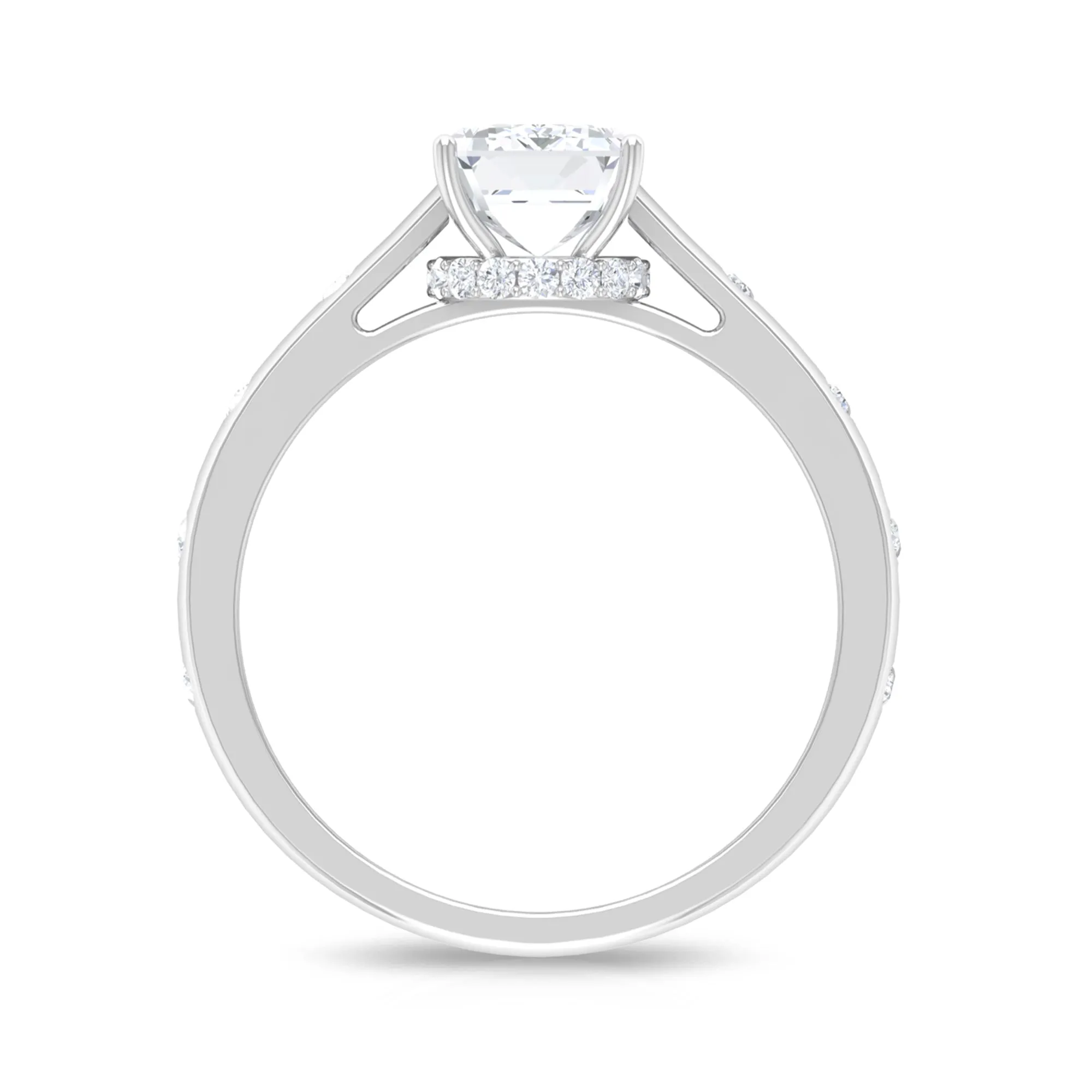2 CT Moissanite Solitaire Engagement Ring with Hidden Halo