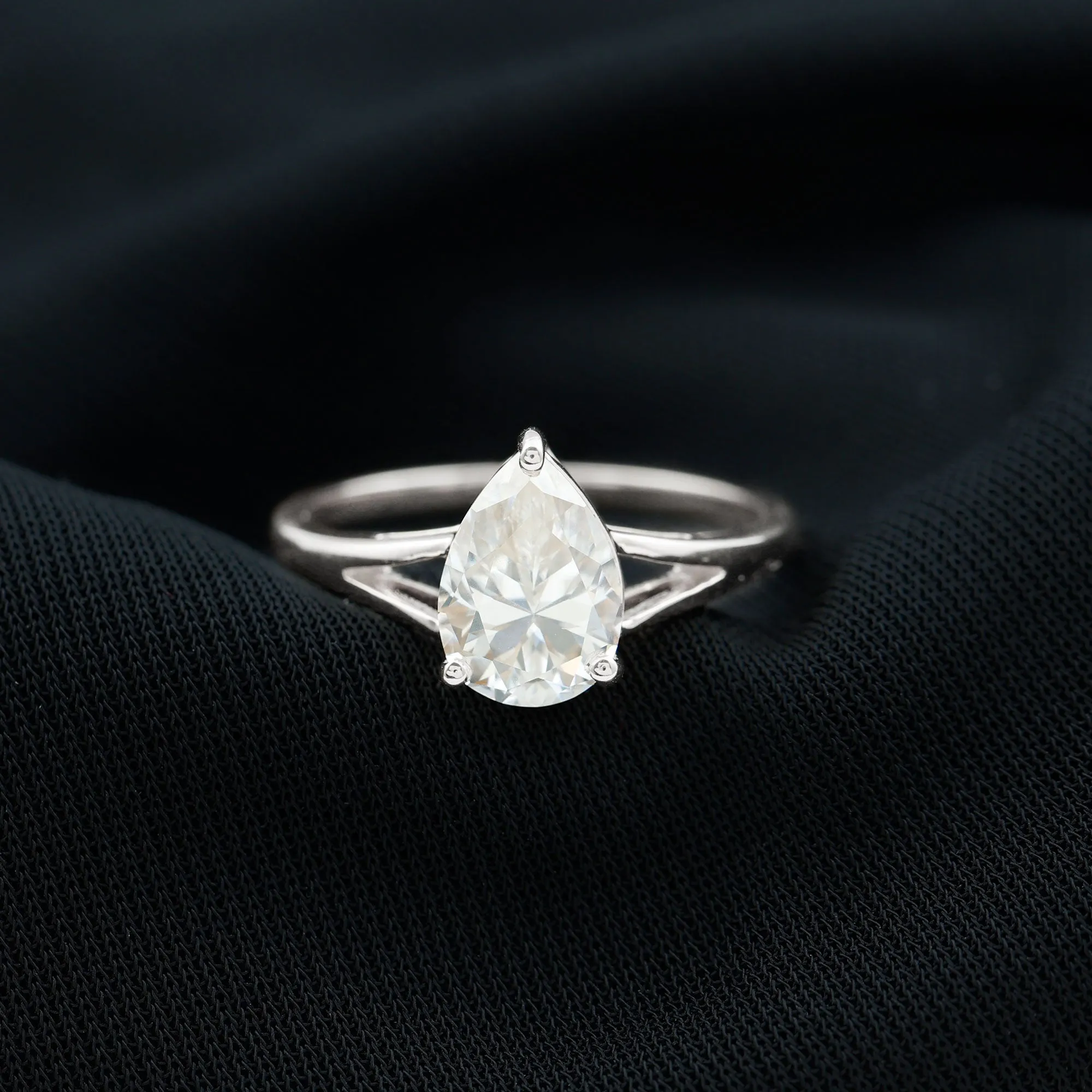 2 CT Prong Set Solitaire and Hidden Moissanite Split Shank Ring