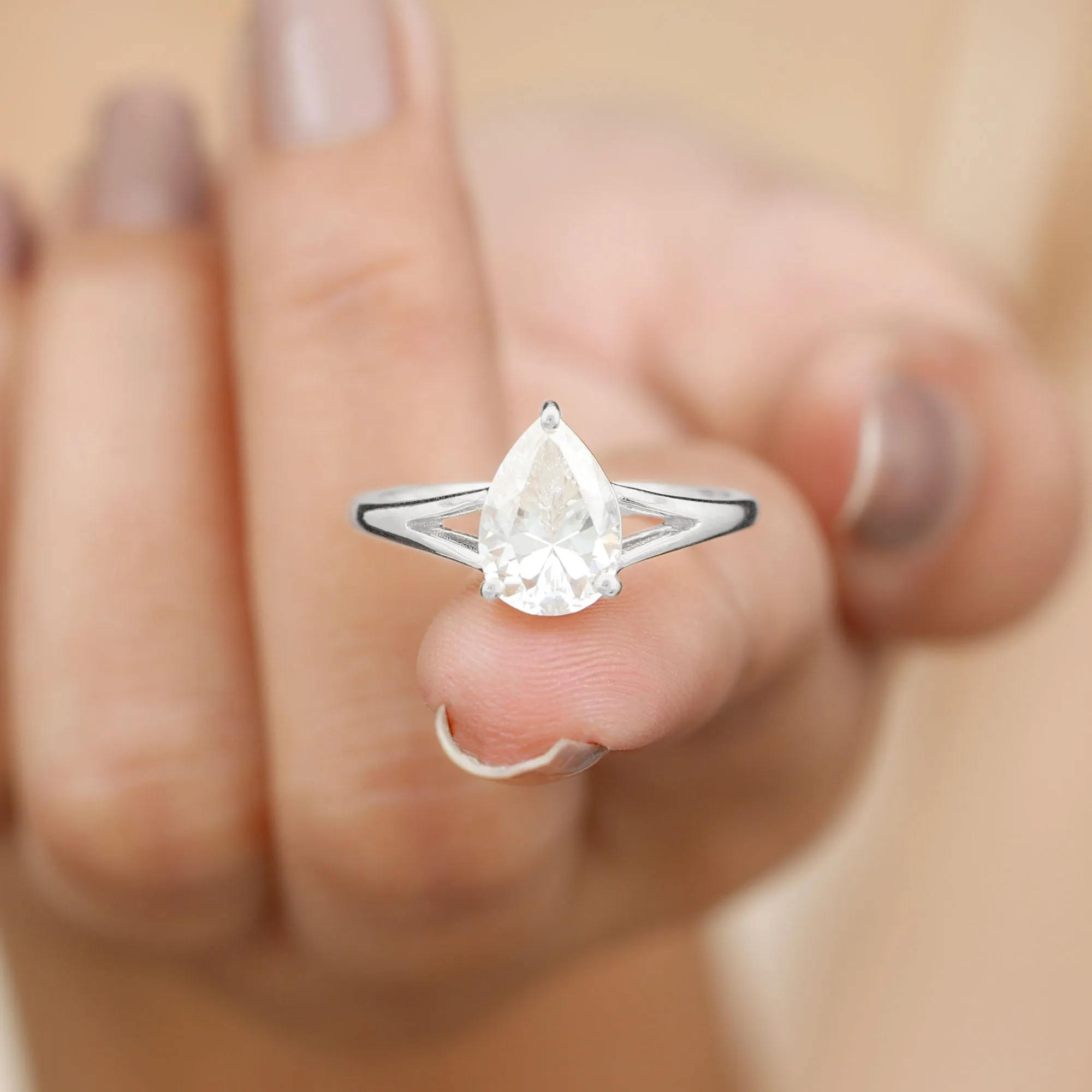 2 CT Prong Set Solitaire and Hidden Moissanite Split Shank Ring