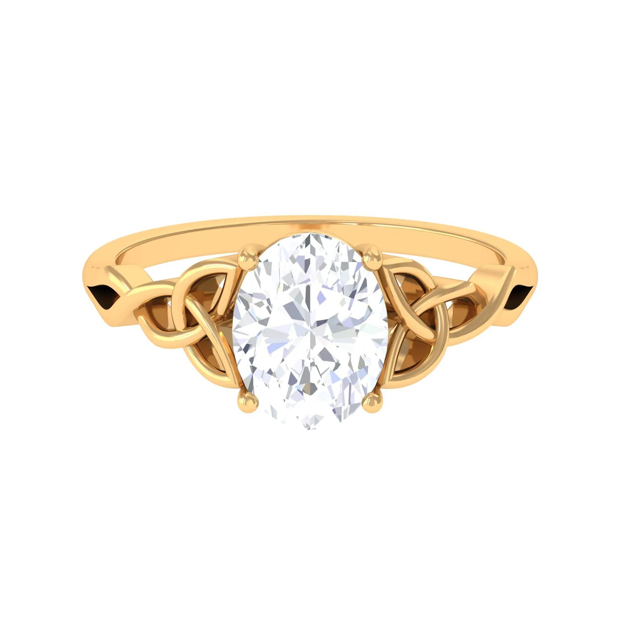 2.25 CT Celtic Knot Oval Moissanite Engagement Ring in Gold