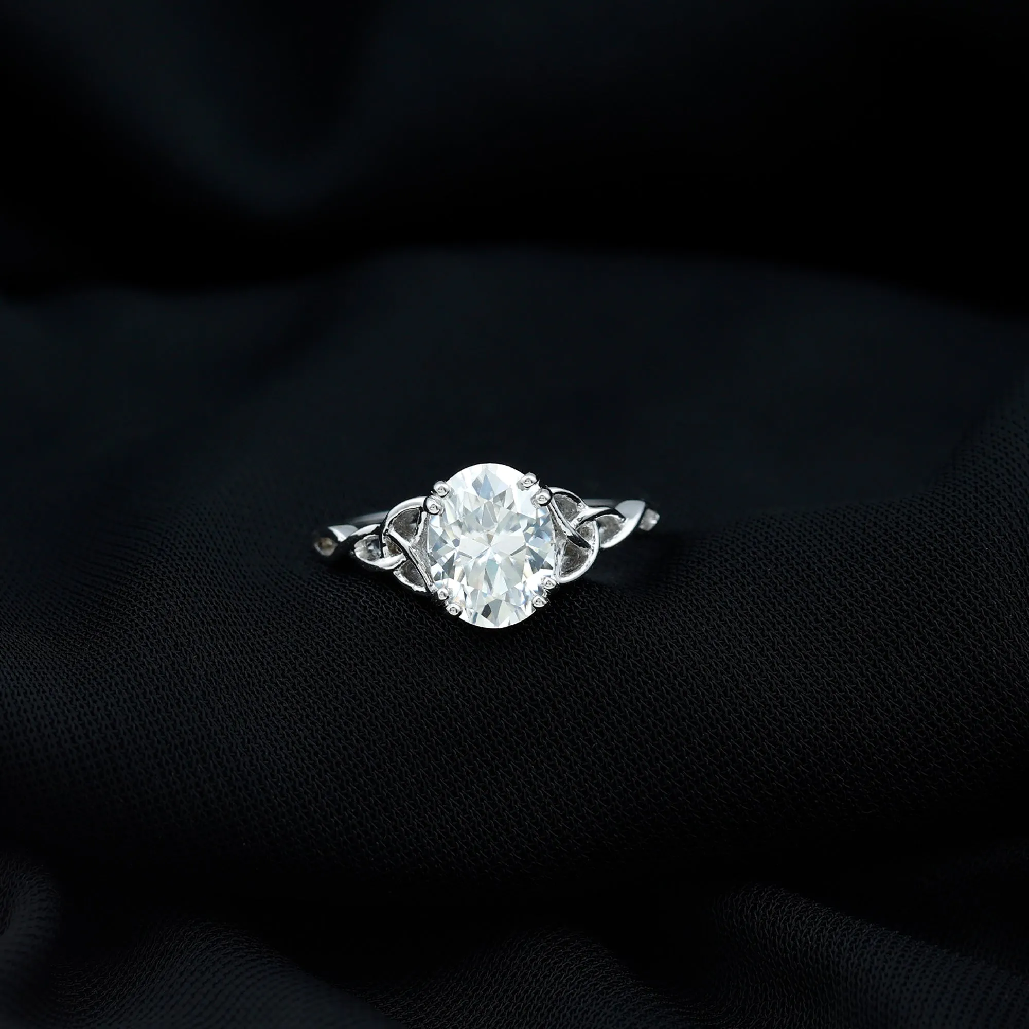 2.25 CT Celtic Knot Oval Moissanite Engagement Ring in Gold