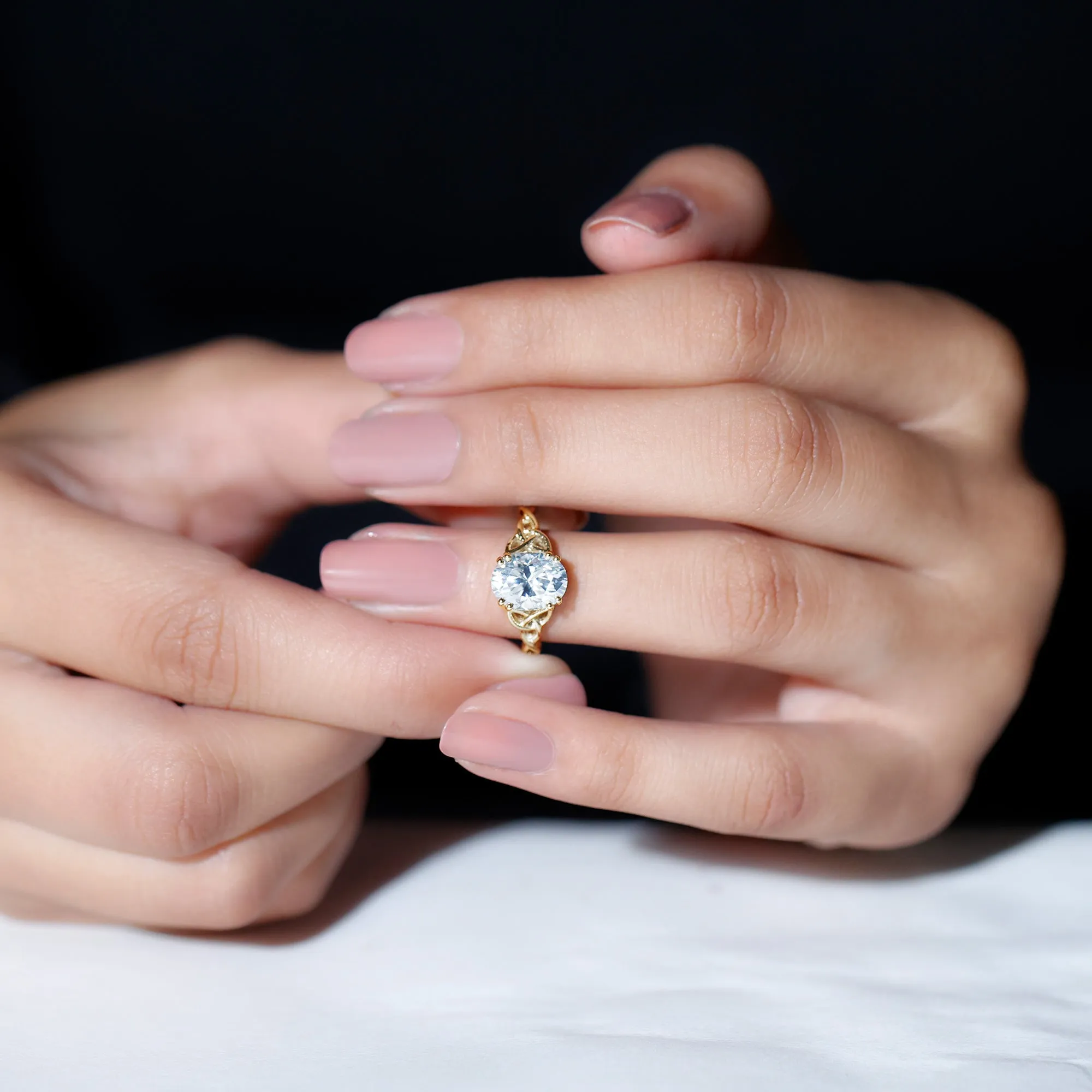 2.25 CT Celtic Knot Oval Moissanite Engagement Ring in Gold