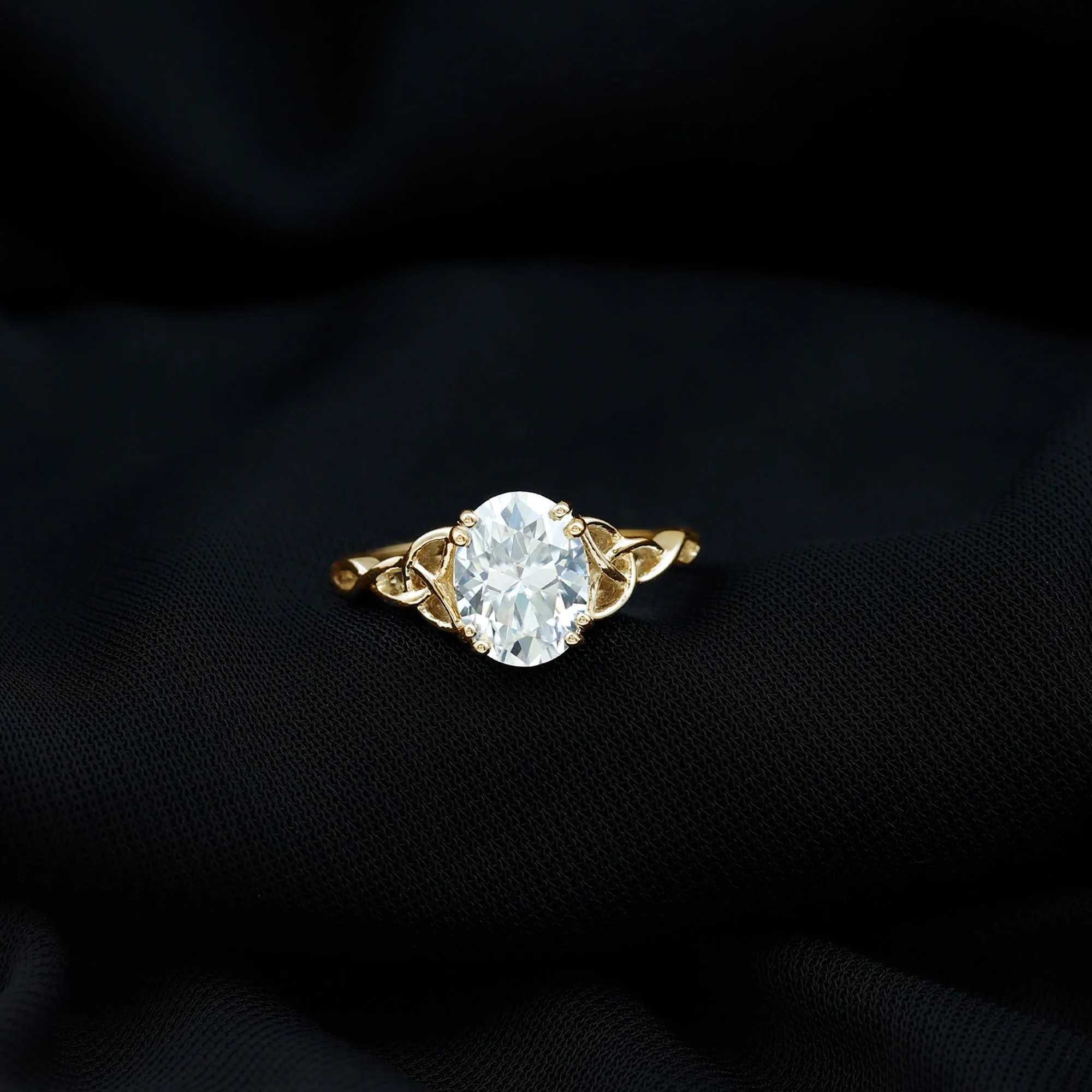 2.25 CT Celtic Knot Oval Moissanite Engagement Ring in Gold