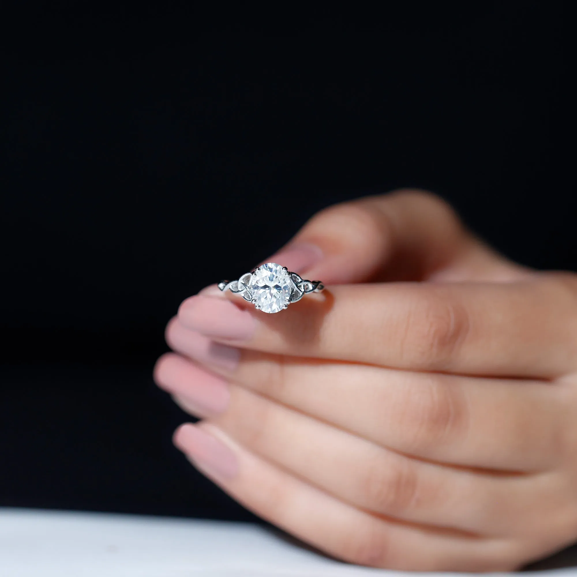 2.25 CT Celtic Knot Oval Moissanite Engagement Ring in Gold