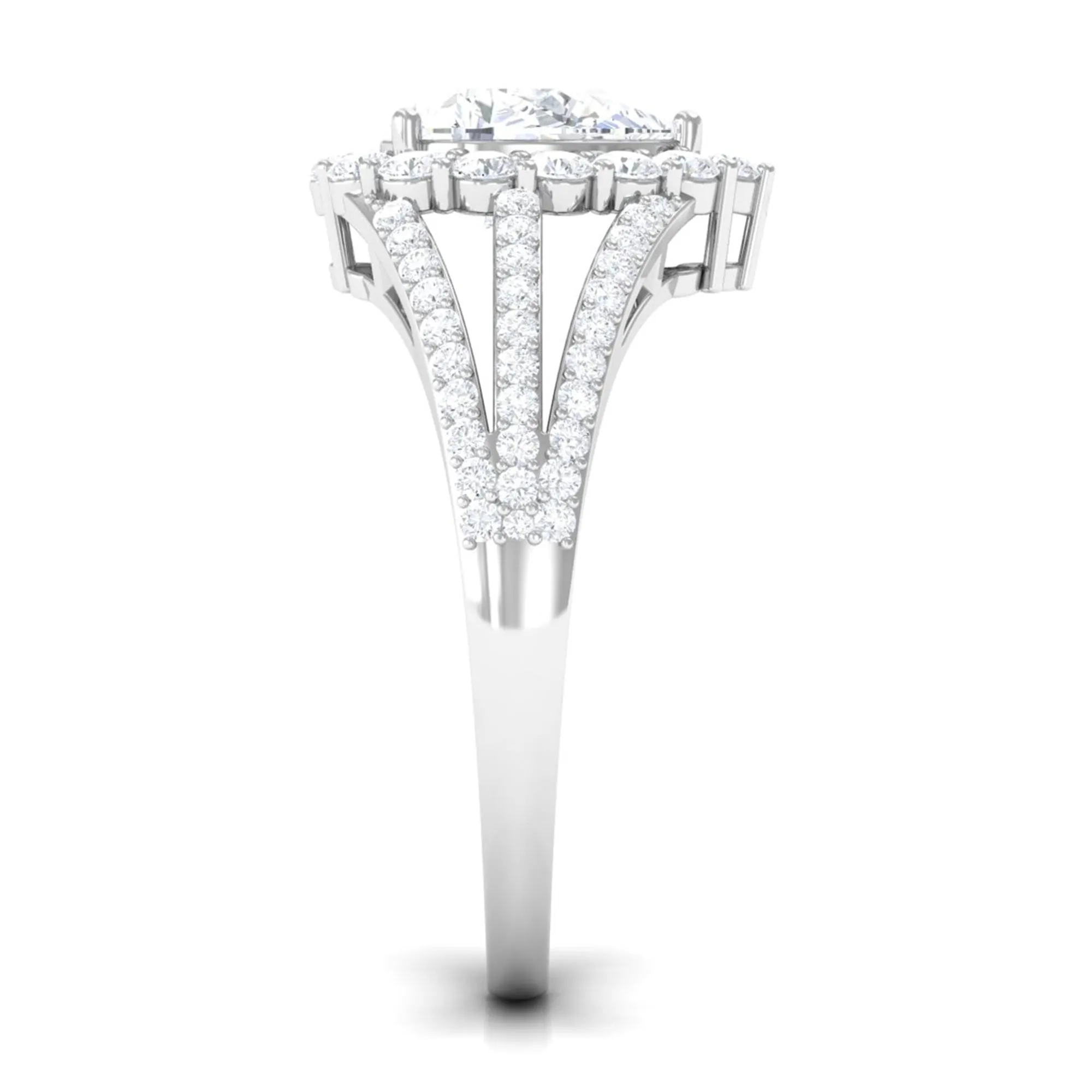 2.50 CT Split Shank Pear Cut Zircon Statement Engagement Ring