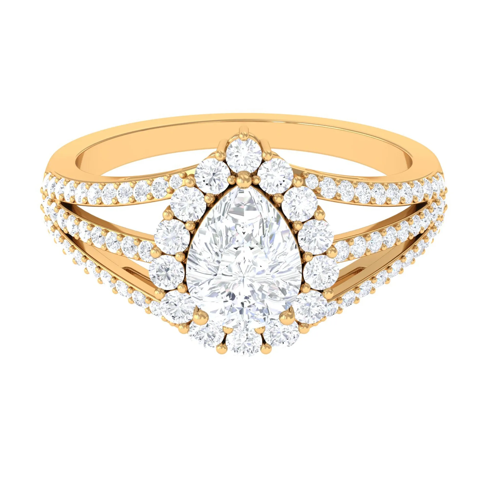 2.50 CT Split Shank Pear Cut Zircon Statement Engagement Ring