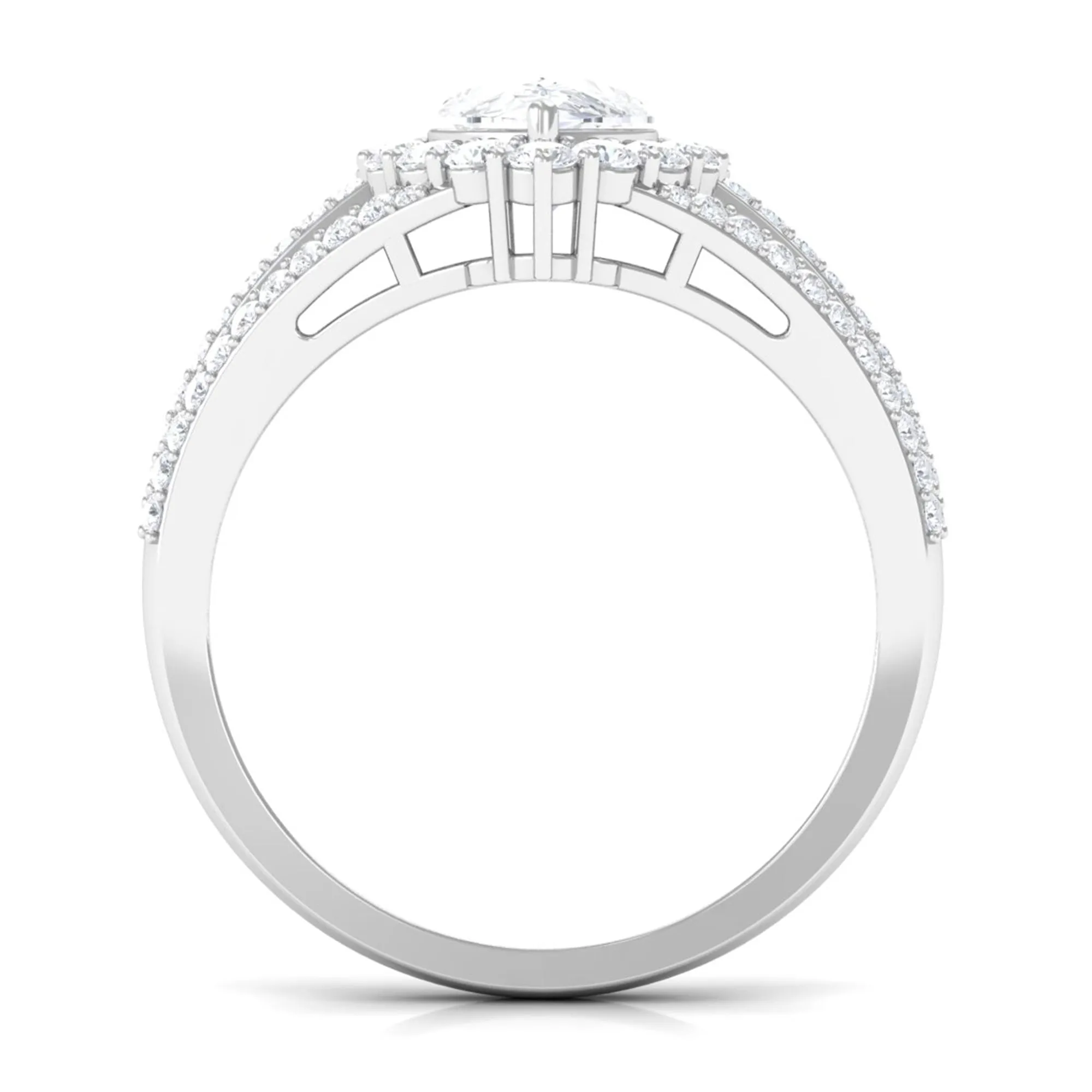 2.50 CT Split Shank Pear Cut Zircon Statement Engagement Ring