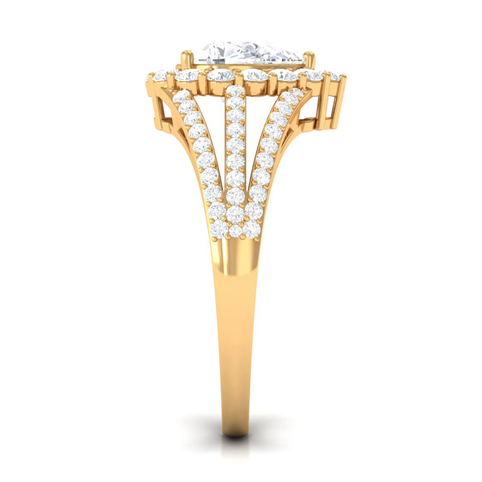 2.50 CT Split Shank Pear Cut Zircon Statement Engagement Ring