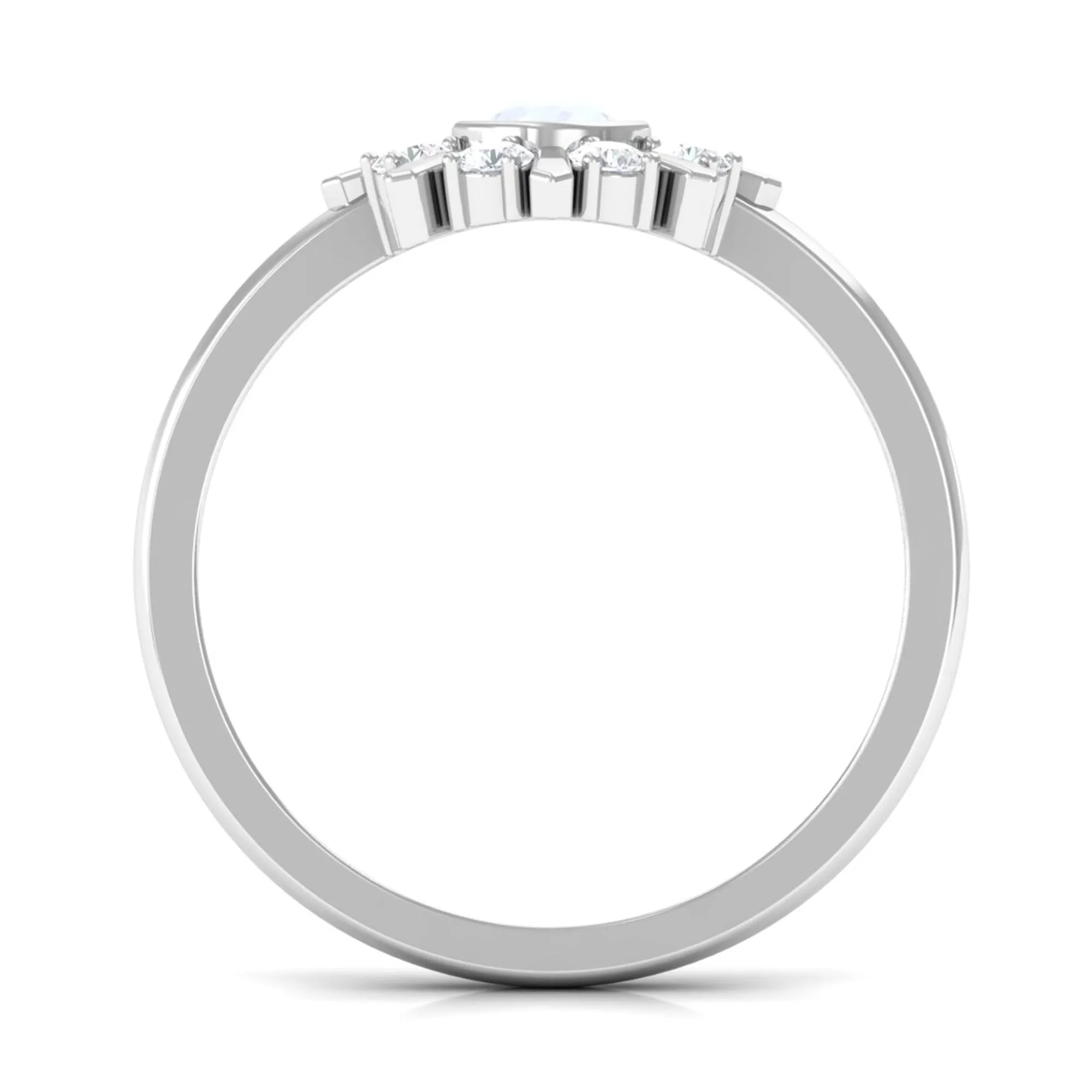 3/4 Carat Bezel Set Moonstone and Diamond Statement Ring