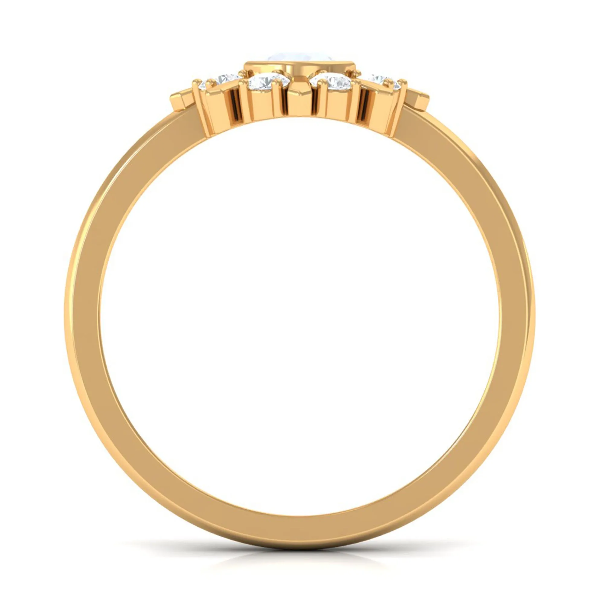 3/4 Carat Bezel Set Moonstone and Diamond Statement Ring