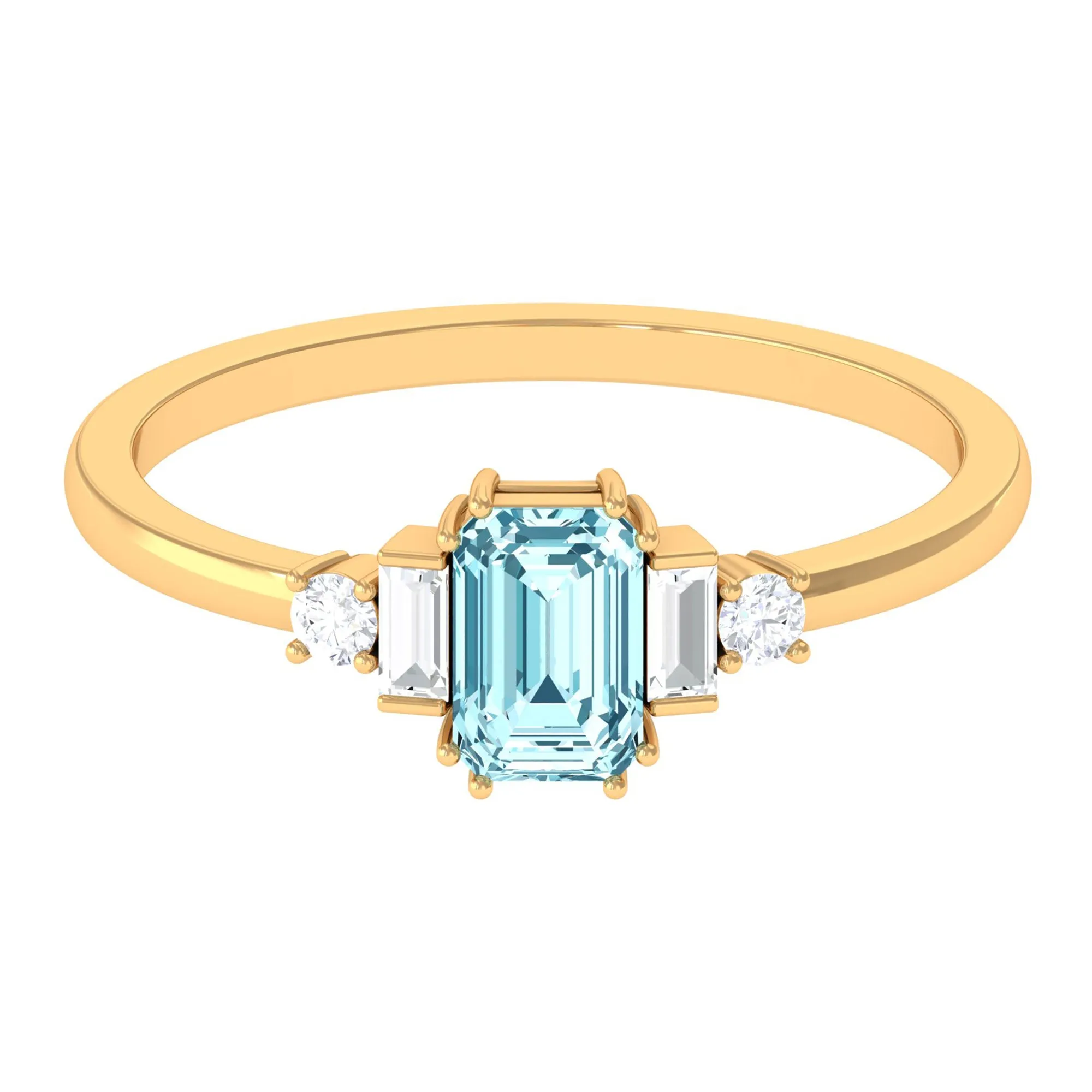 3/4 CT Aquamarine Solitaire Engagement Ring with Diamond
