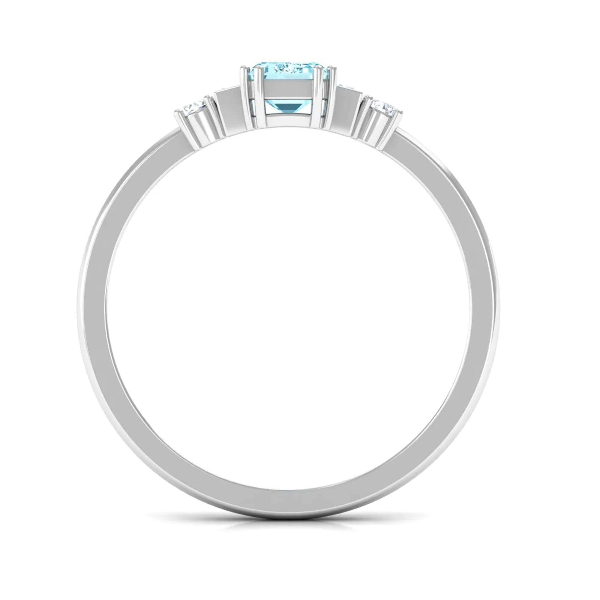 3/4 CT Aquamarine Solitaire Engagement Ring with Diamond
