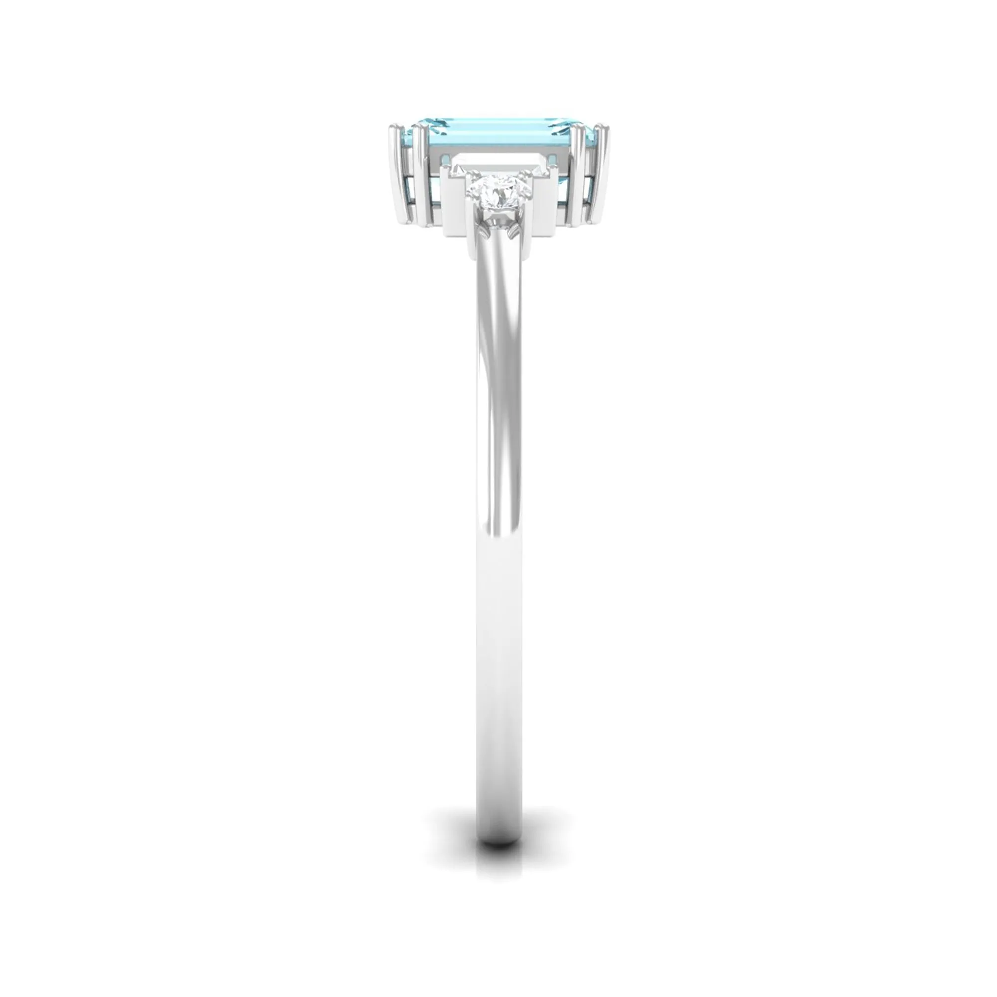 3/4 CT Aquamarine Solitaire Engagement Ring with Diamond