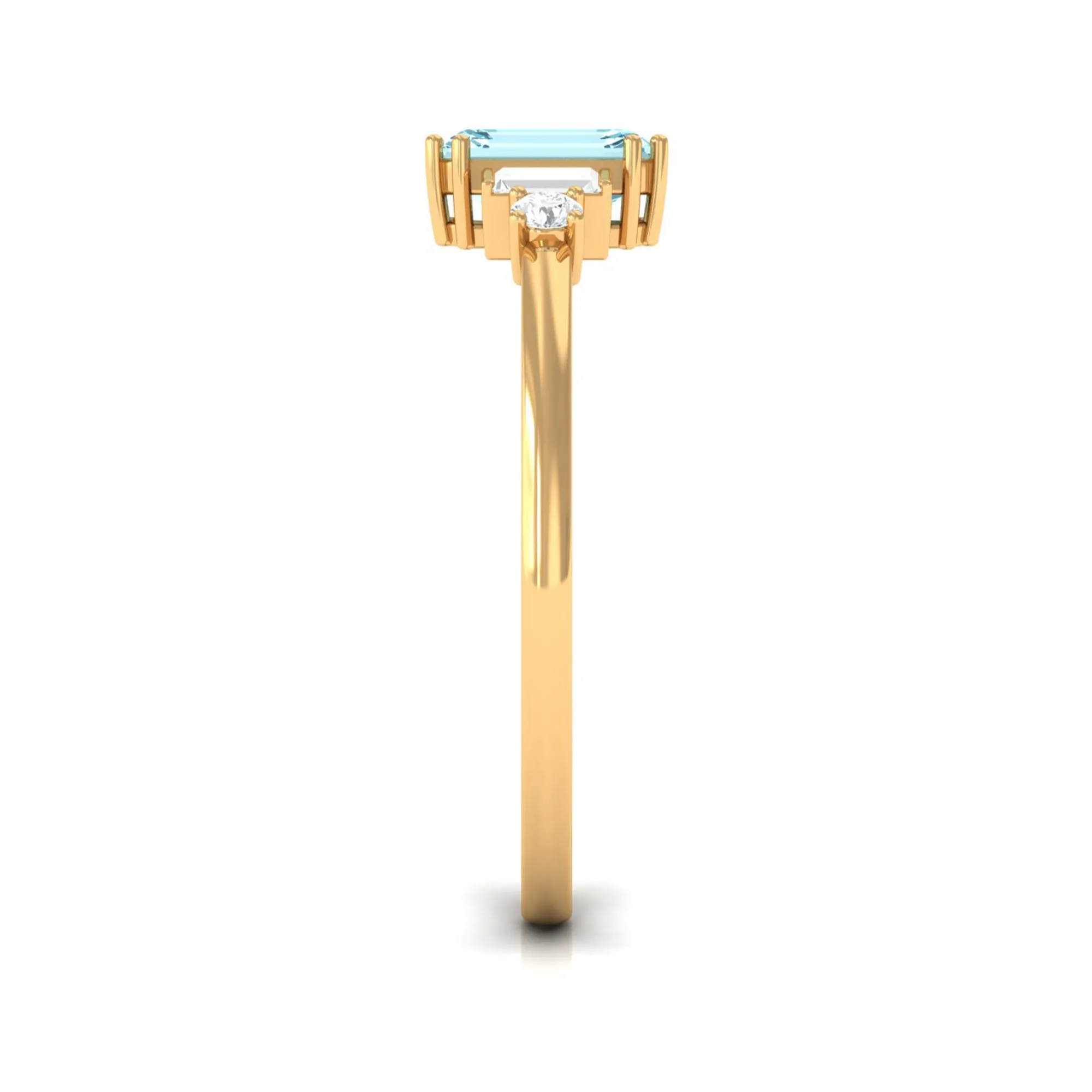 3/4 CT Aquamarine Solitaire Engagement Ring with Diamond