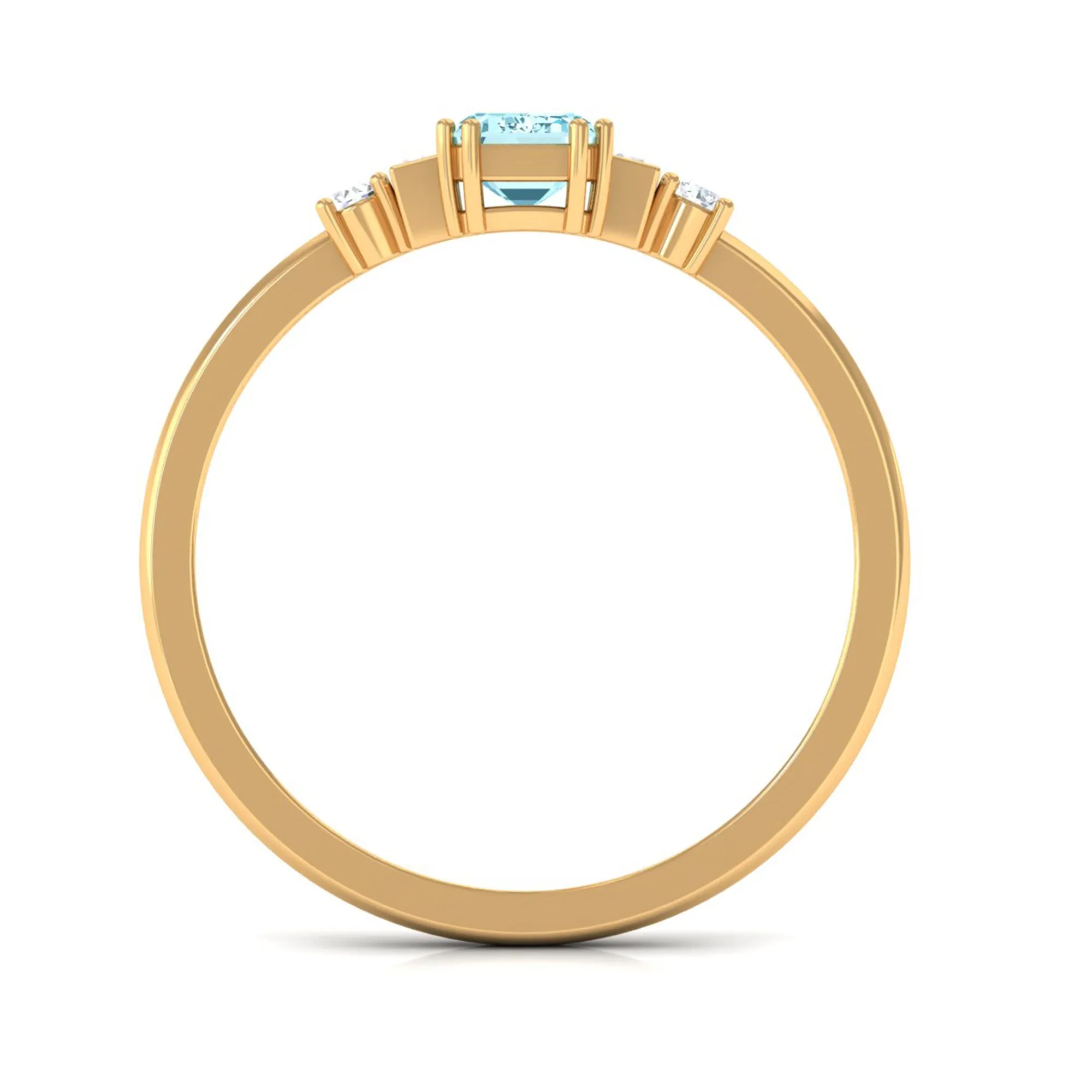 3/4 CT Aquamarine Solitaire Engagement Ring with Diamond