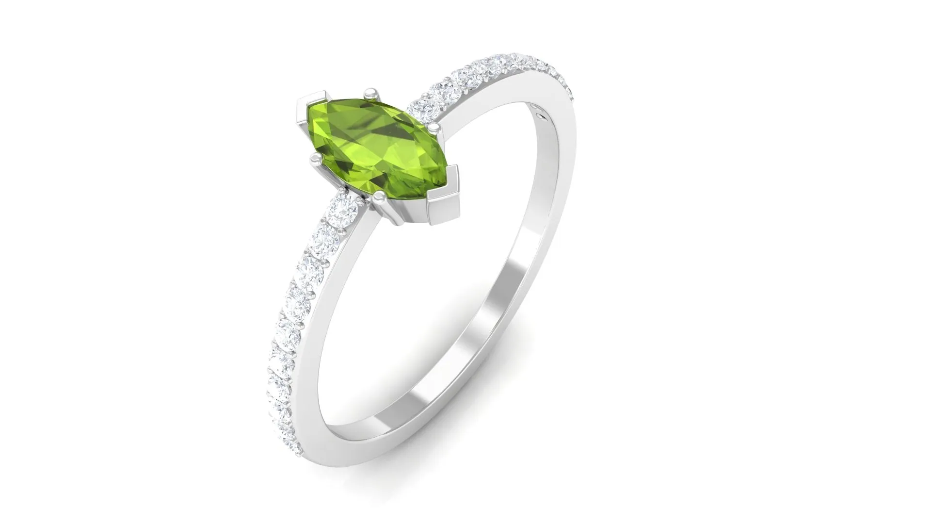3/4 CT Peridot Promise Ring with Diamond Accent