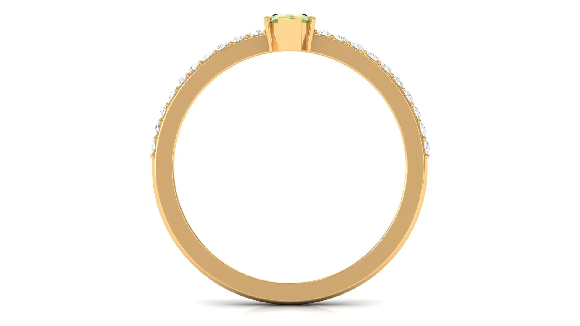 3/4 CT Peridot Promise Ring with Diamond Accent