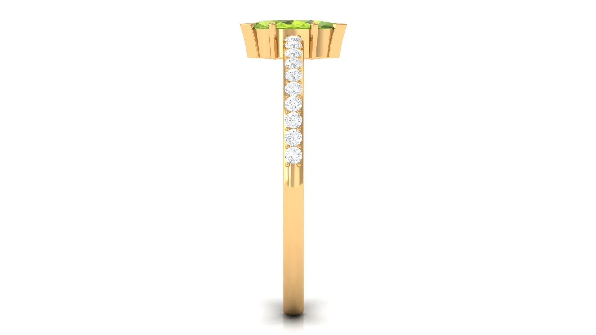3/4 CT Peridot Promise Ring with Diamond Accent
