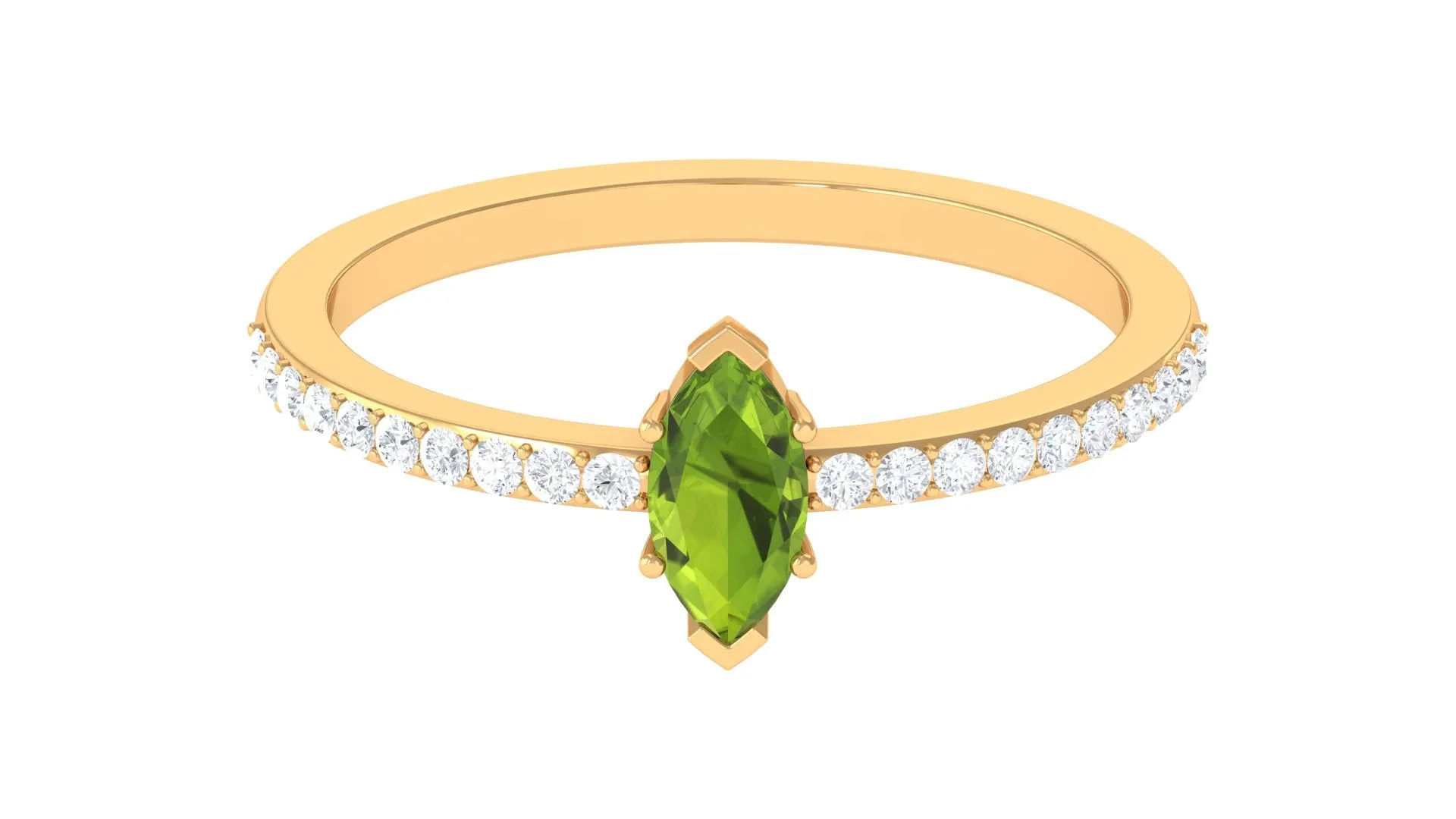 3/4 CT Peridot Promise Ring with Diamond Accent