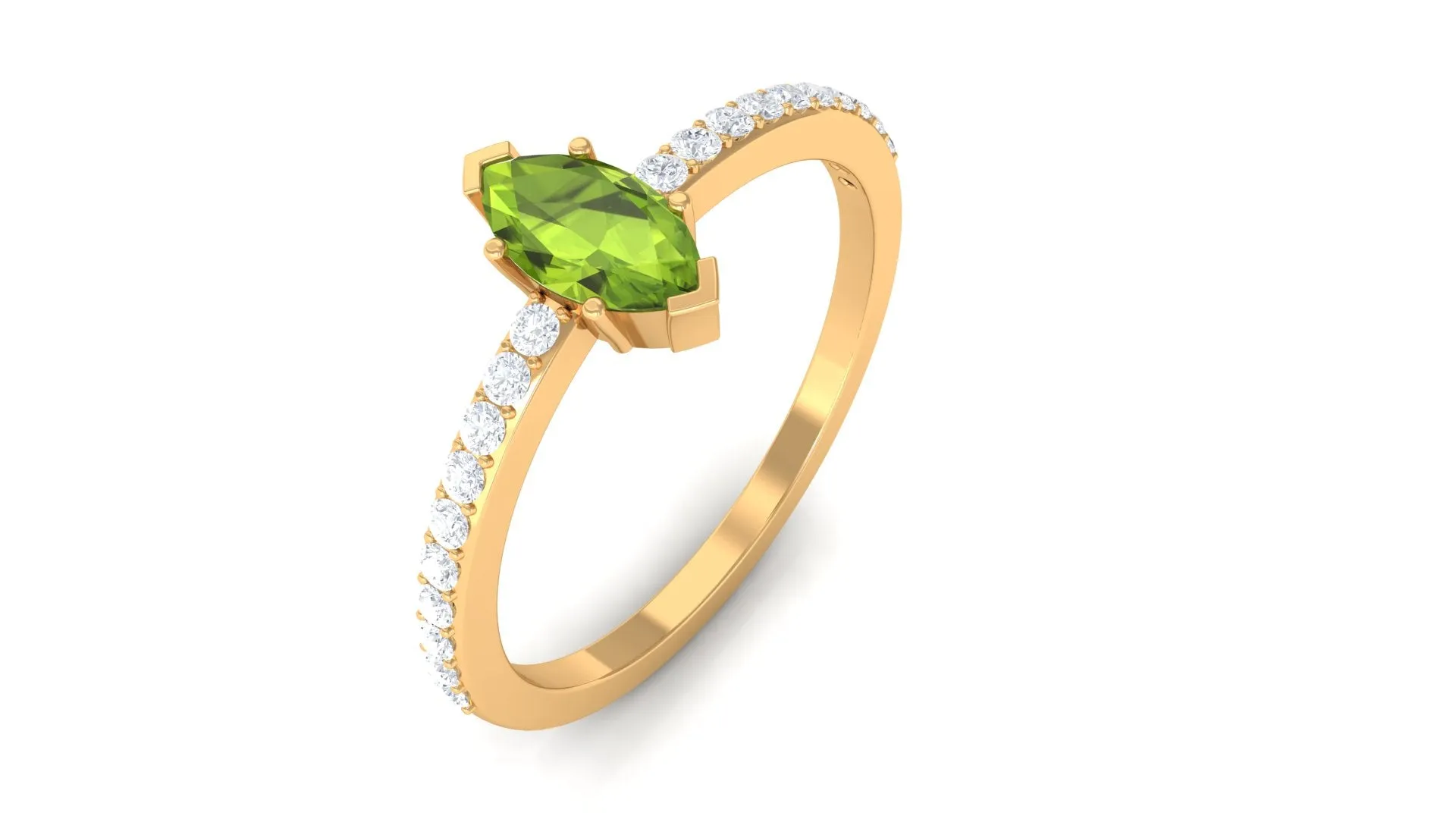 3/4 CT Peridot Promise Ring with Diamond Accent