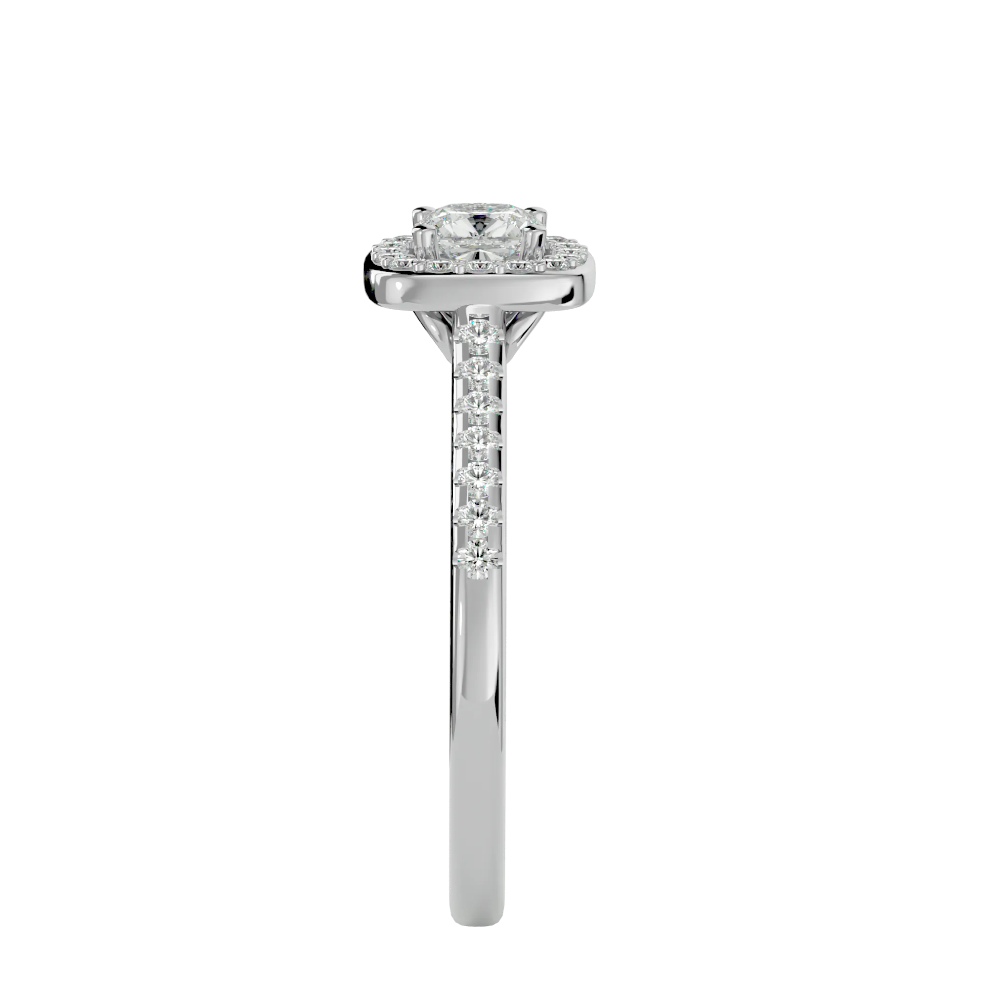 3/4 ctw Emerald-Cut Lab Grown Diamond Halo Engagement Ring
