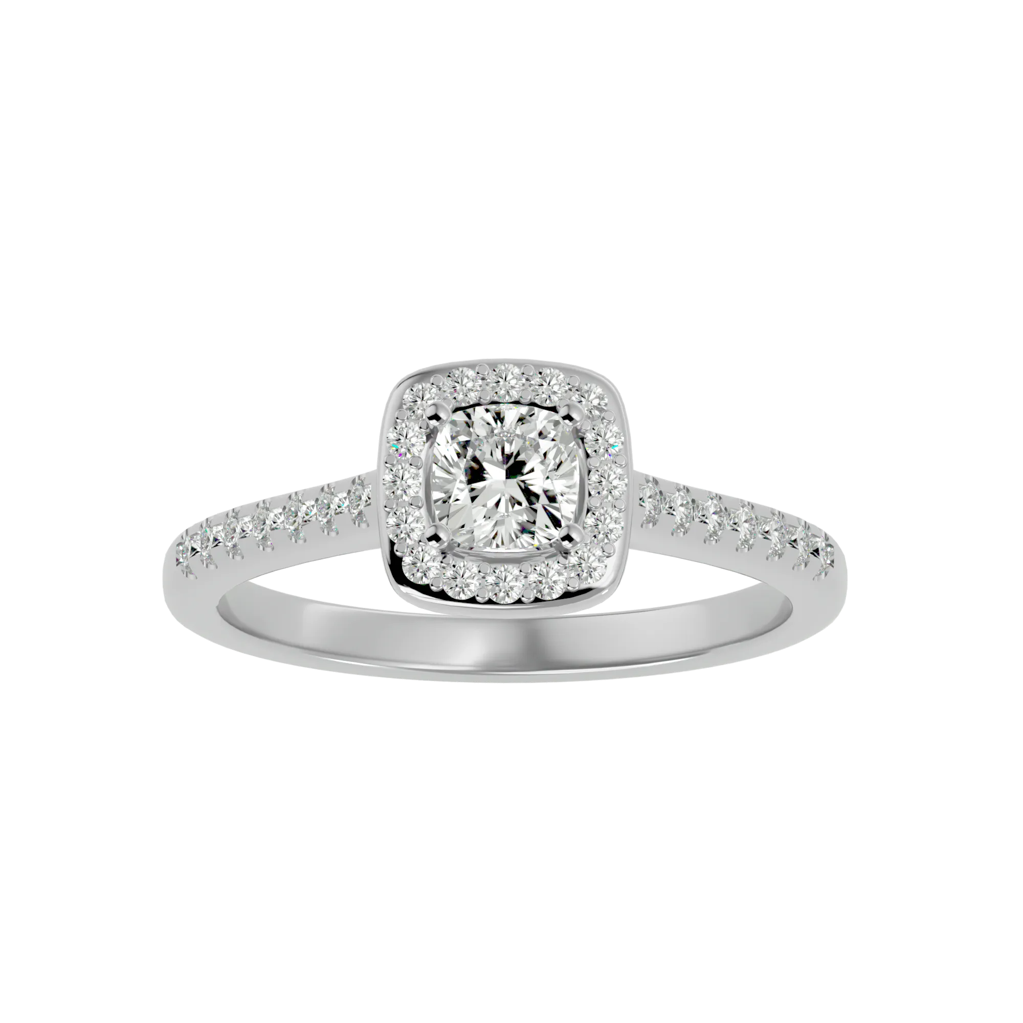 3/4 ctw Emerald-Cut Lab Grown Diamond Halo Engagement Ring