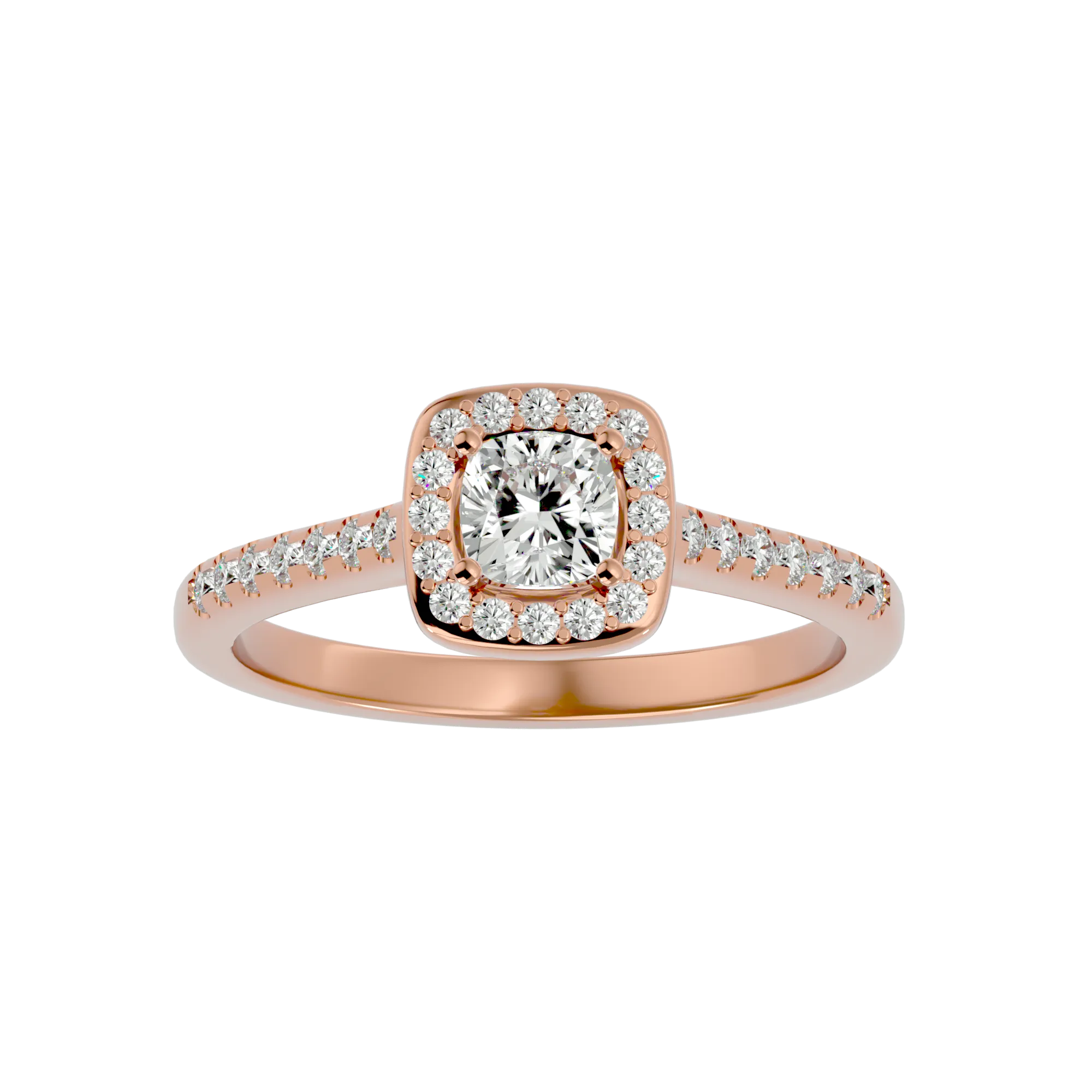 3/4 ctw Emerald-Cut Lab Grown Diamond Halo Engagement Ring