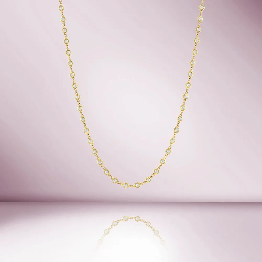 61 Stone Diamond By The Yard Necklace, Bezel Set Diamond Station Necklace (2.25 ct.) in 14K Gold