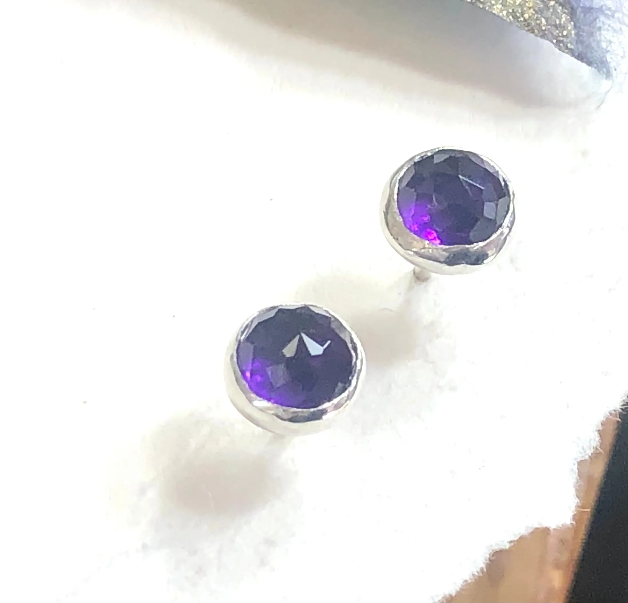6mm Amethyst Rose Cut Studs