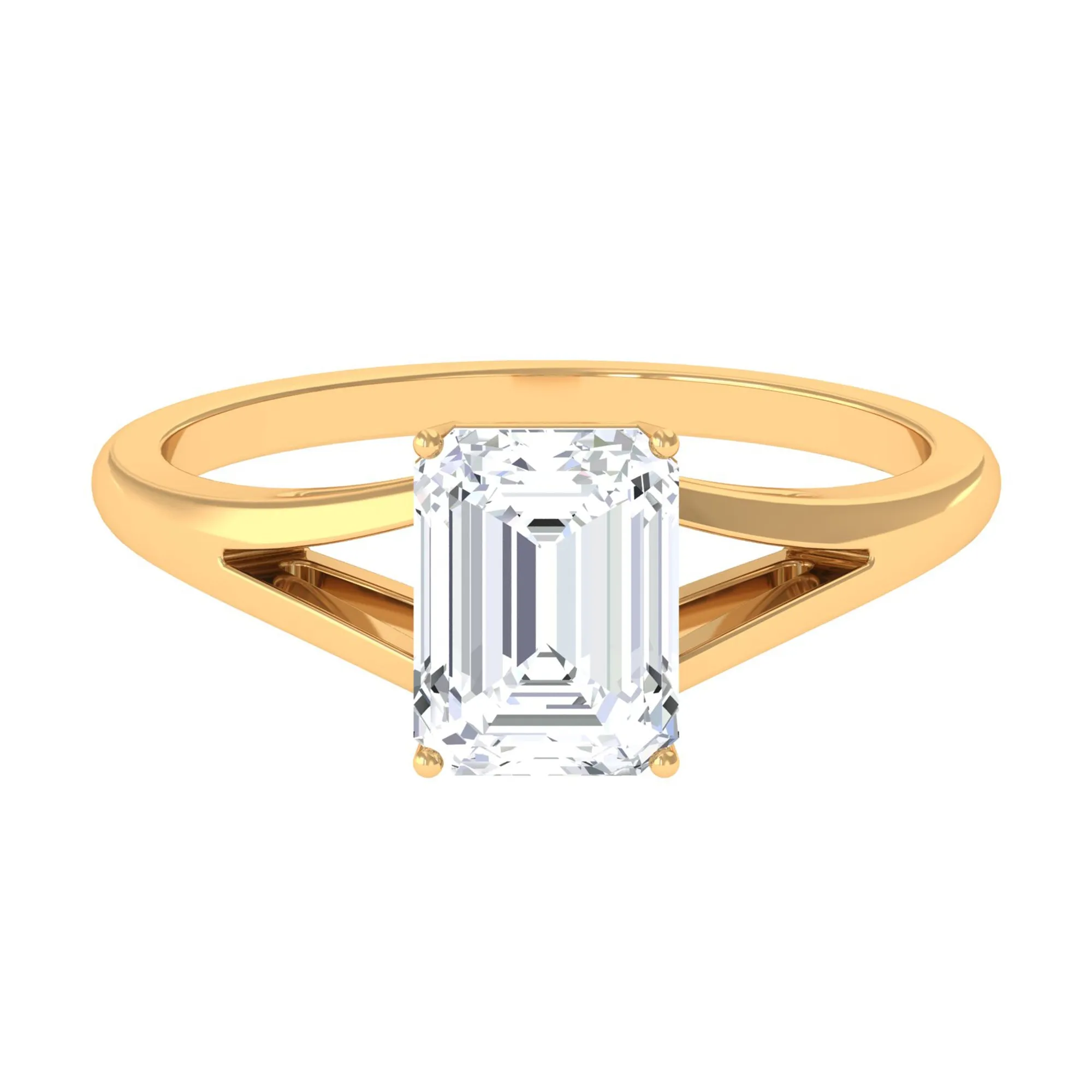 6X8 MM Octagon Cut Solitaire Moissanite Split Shank Engagement Ring