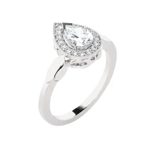 7/8 ctw Pear-Shaped Lab Grown Diamond Halo Engagement Ring