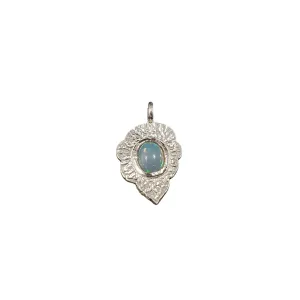 925 Silver Ethiopian Opal Leaf Charm