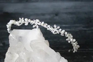 ABIGAIL Silver Freshwater Pearl Bridal Crystal Headband Headpiece
