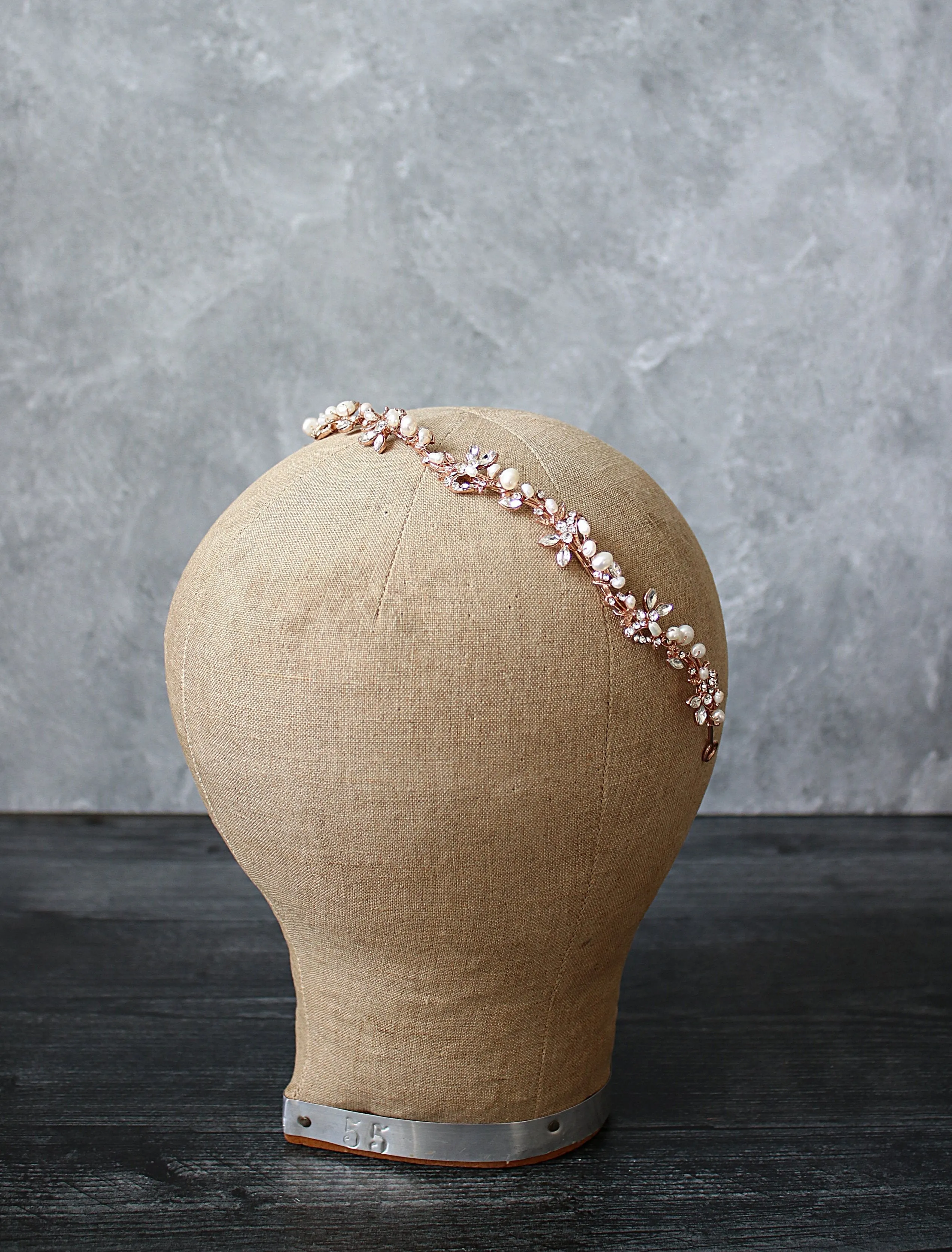 ABIGAIL Silver Freshwater Pearl Bridal Crystal Headband Headpiece