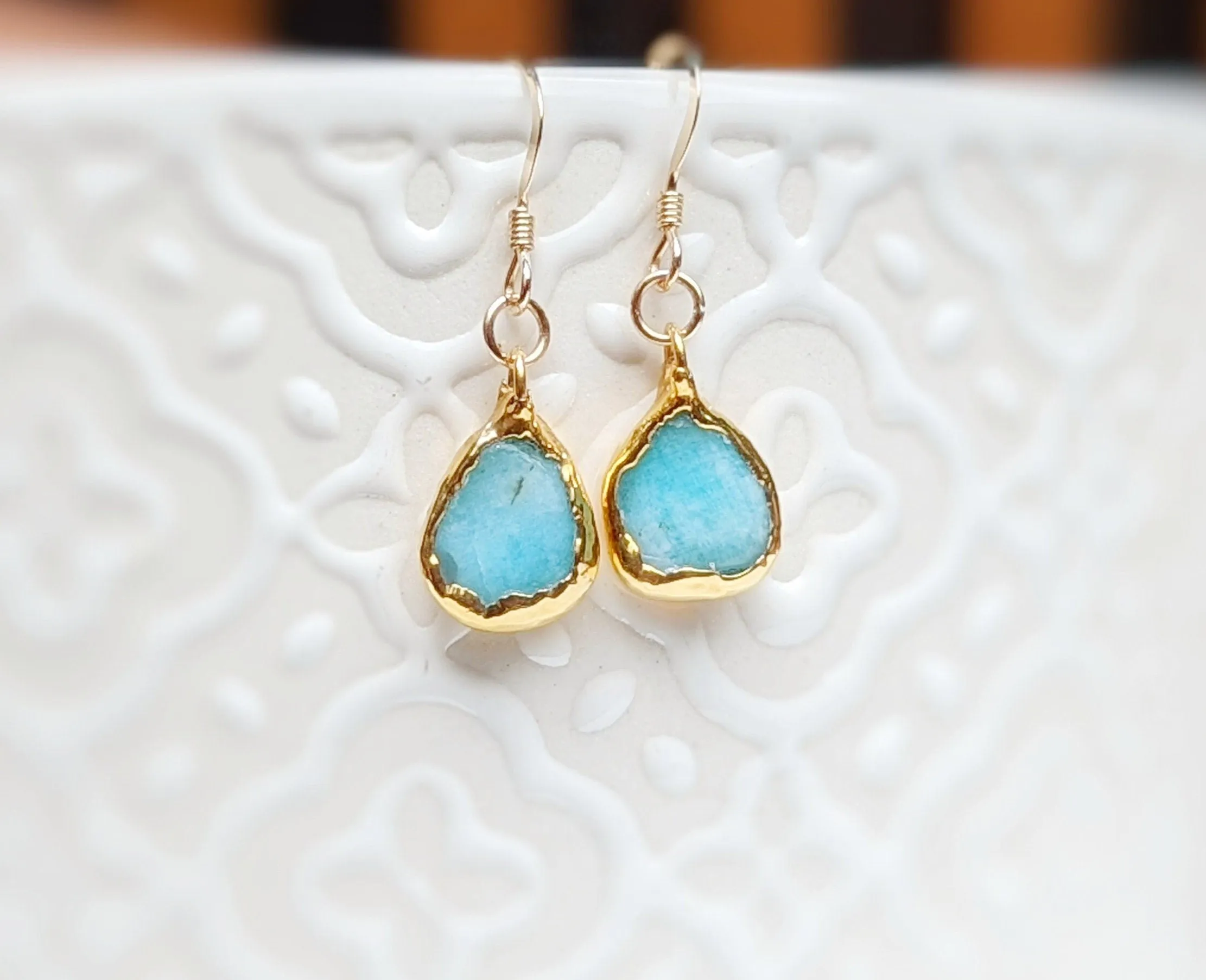 Amazonite Gold bar ring
