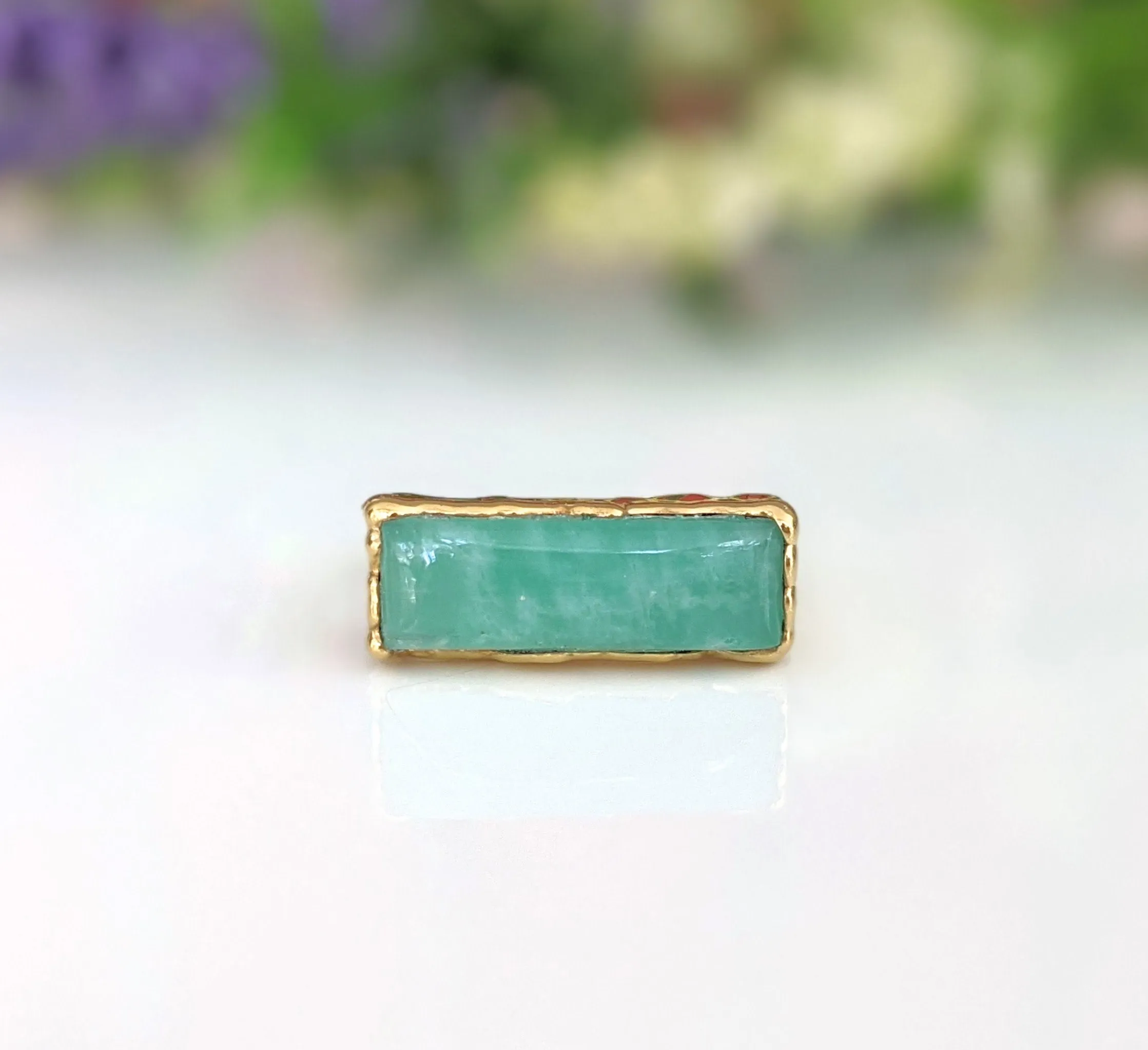 Amazonite Gold bar ring