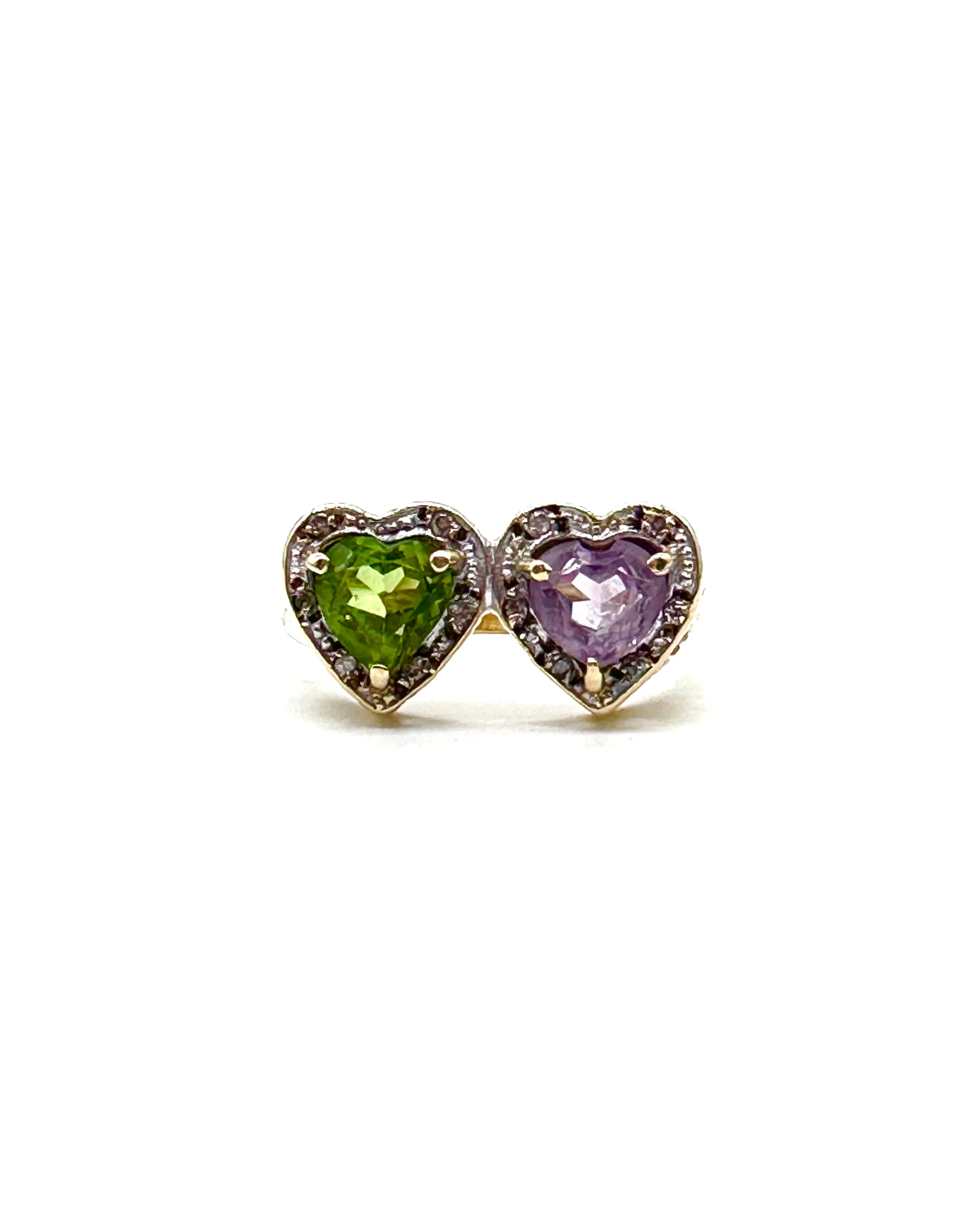 Amethyst and peridot heart ring