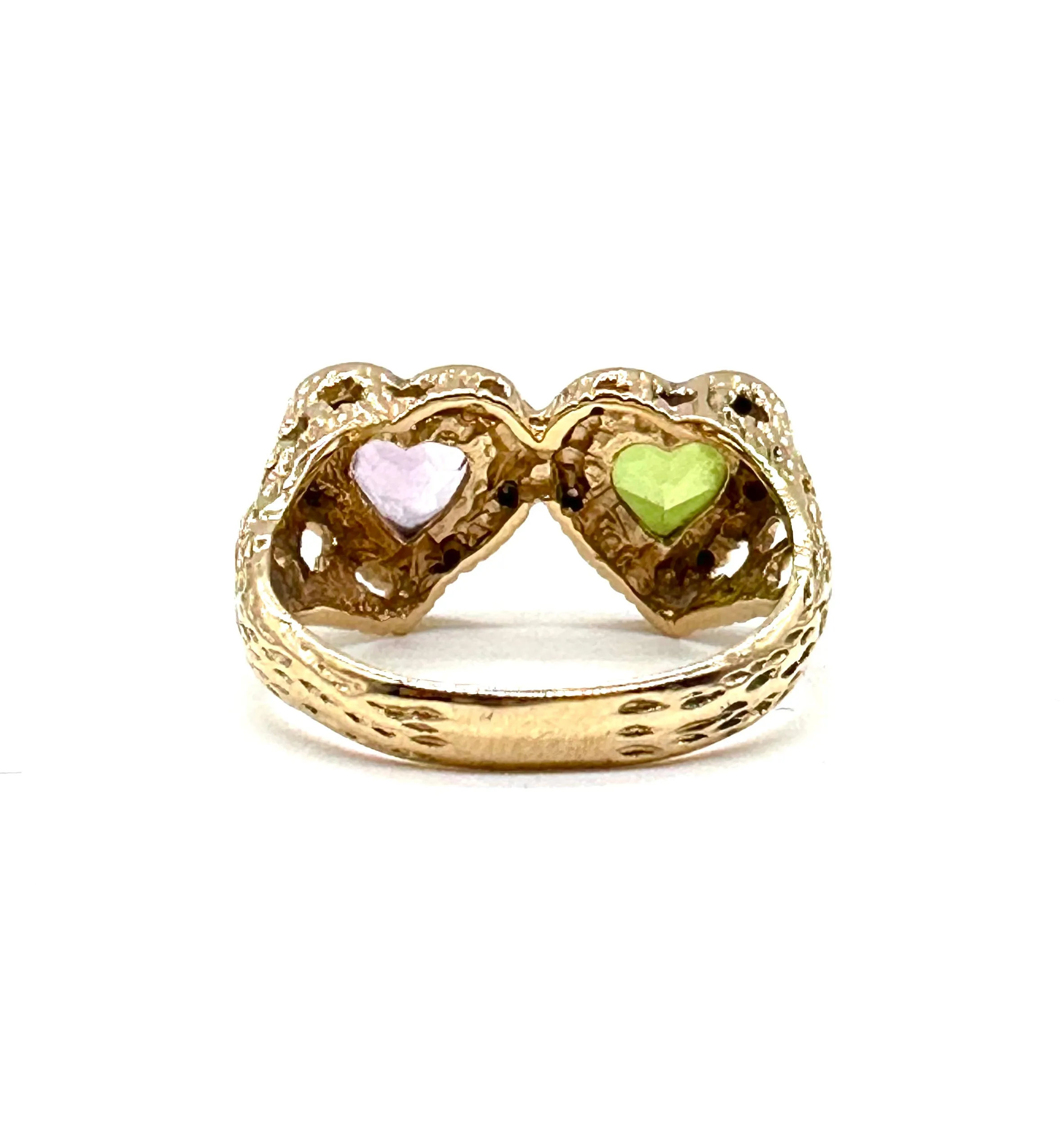 Amethyst and peridot heart ring